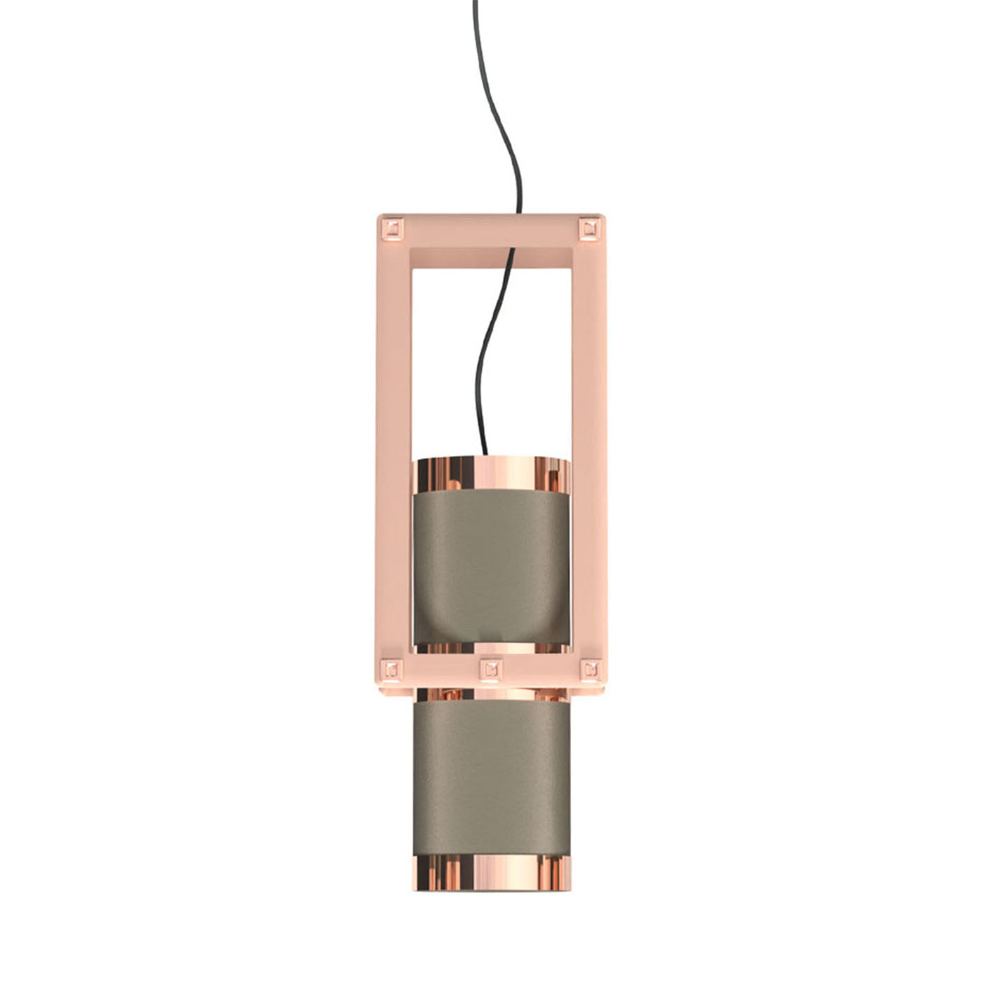 Cylinder Gray & Rose-Gold Pendant Lamp - Main view