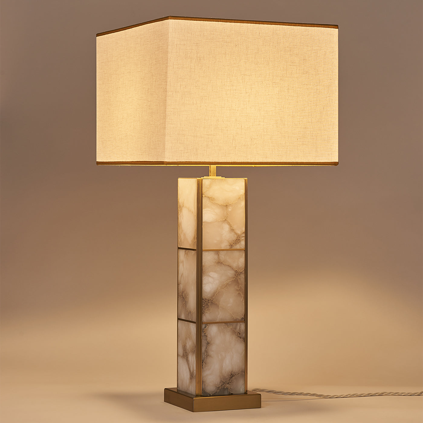 "Mole" Table Lamp in Satin Brass and Alabaster - Alternative view 3