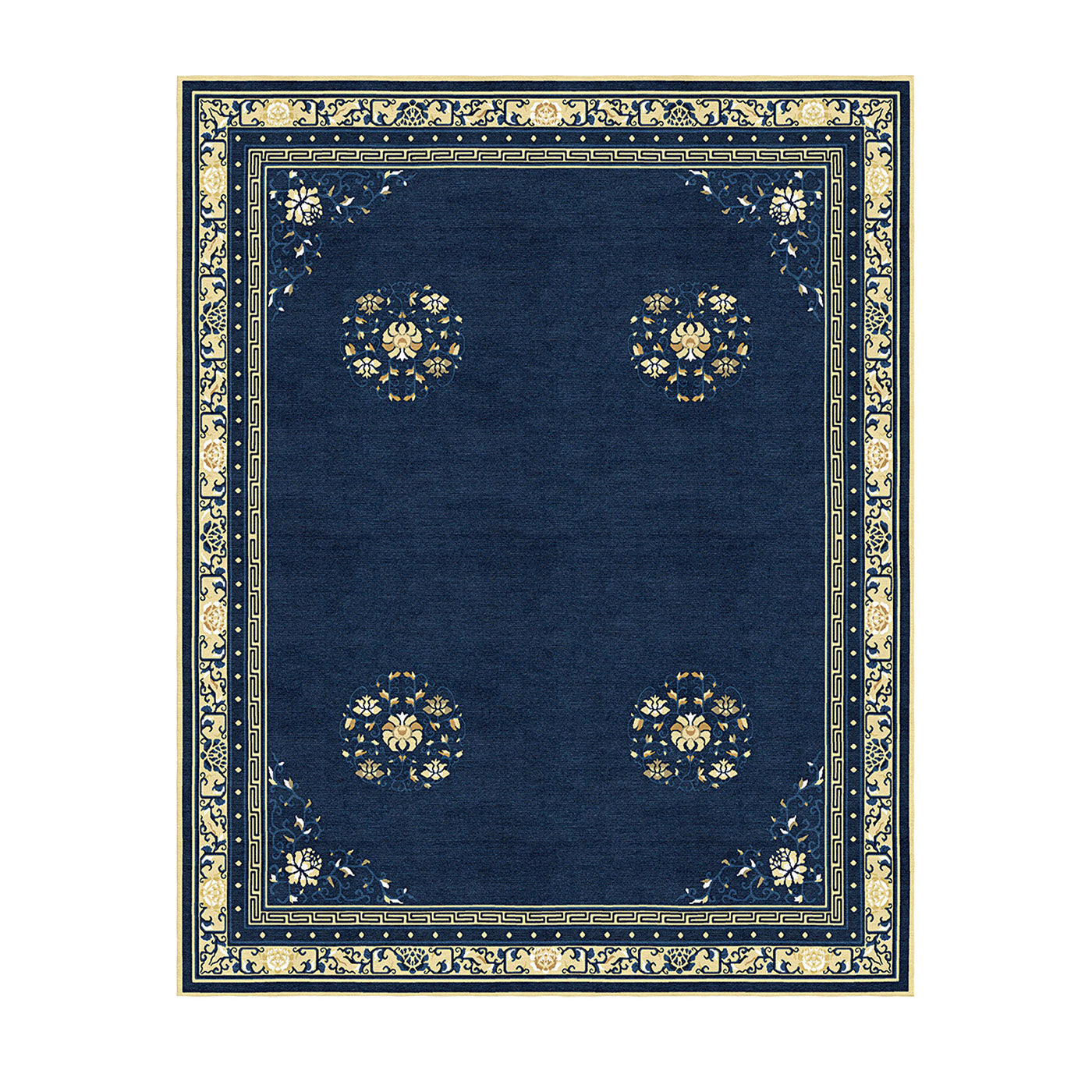 Chinoiserie Collection Floating Lotus Blue River Rug - Main view