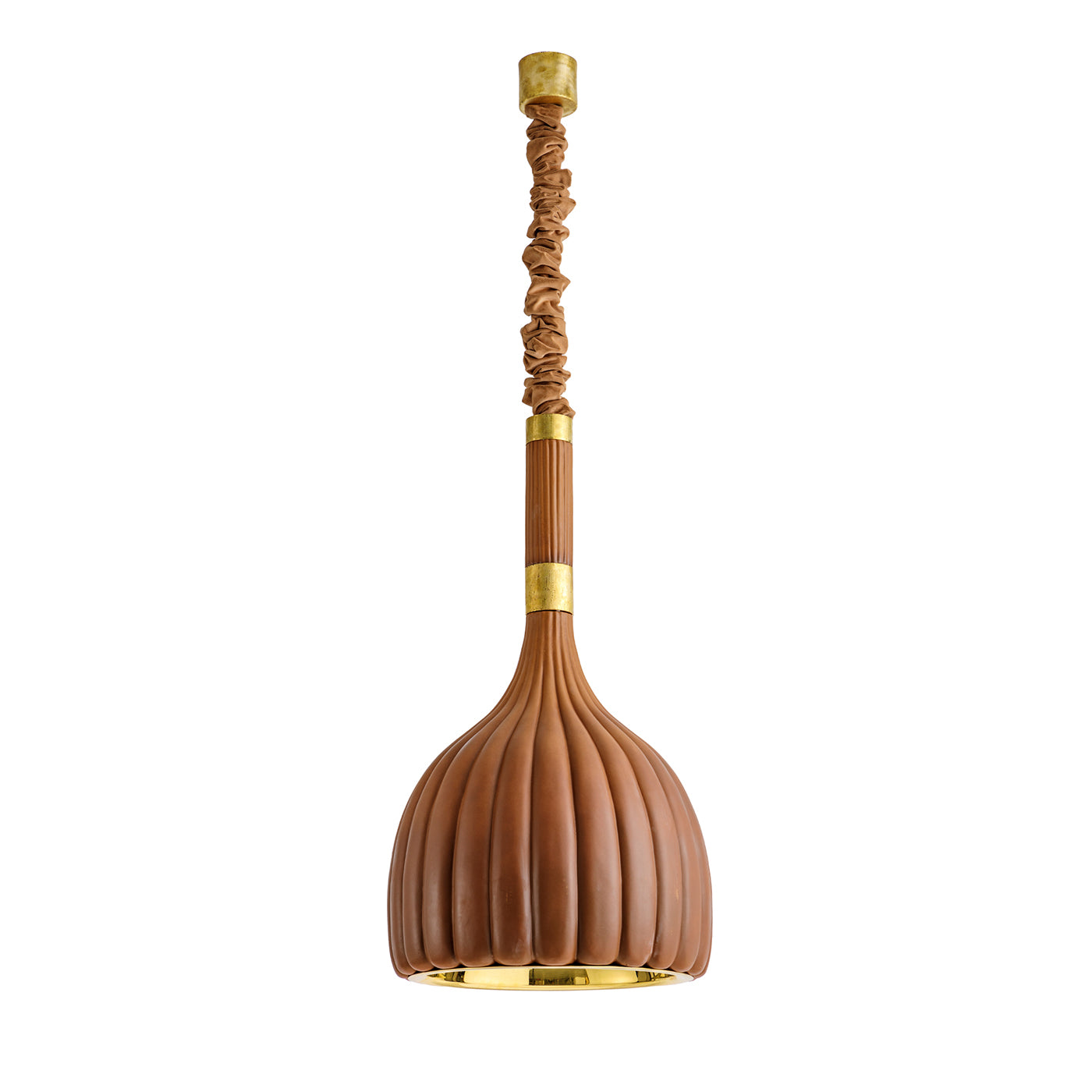 Lámpara colgante de cerámica marrón festoneada - Vista principal