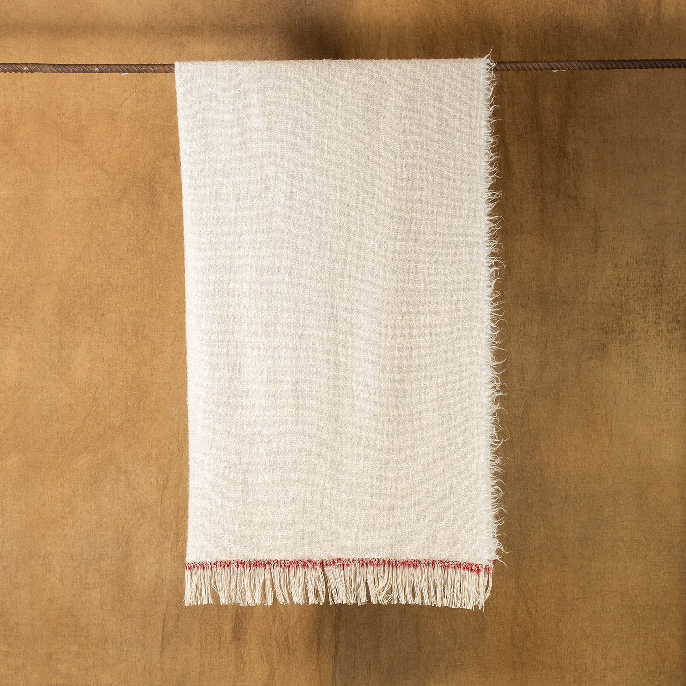 Fibra Fringed Beige & Red Blanket - Alternative view 1