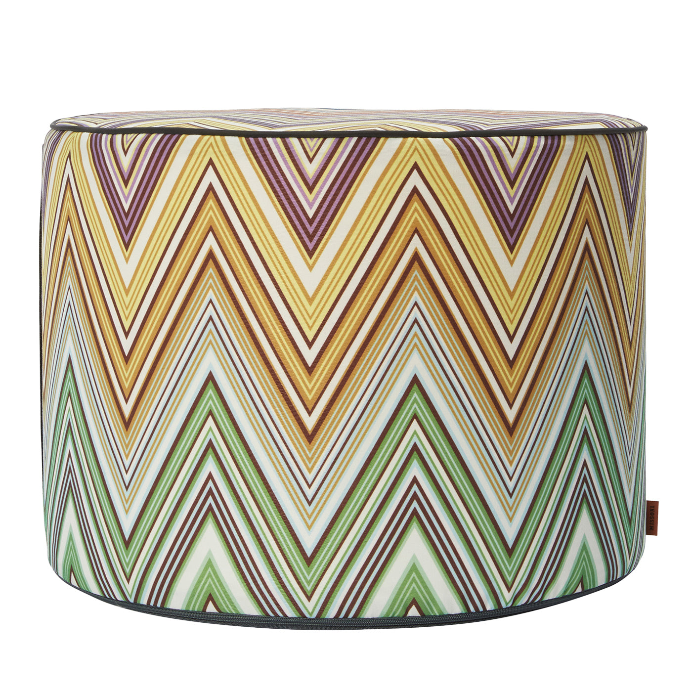Kew Cylindrical Zigzag Pattern Outdoor Pouf #3 - Main view