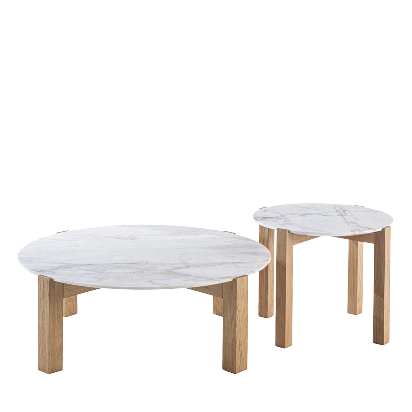 Moon 2-Piece Set of White Marble Small Tables - Main view