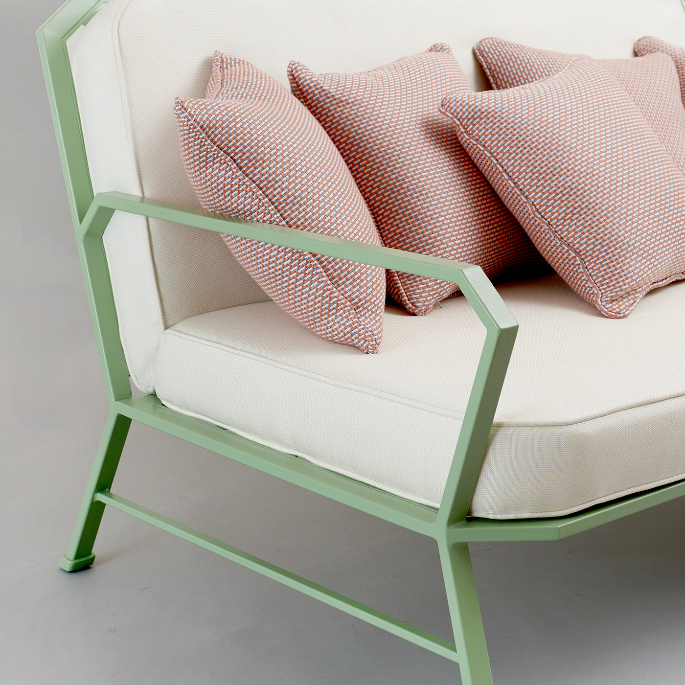 Waldgrünes und weißes Sofa von Officina Ciani aus rostfreiem Stahl - Alternative Ansicht 1