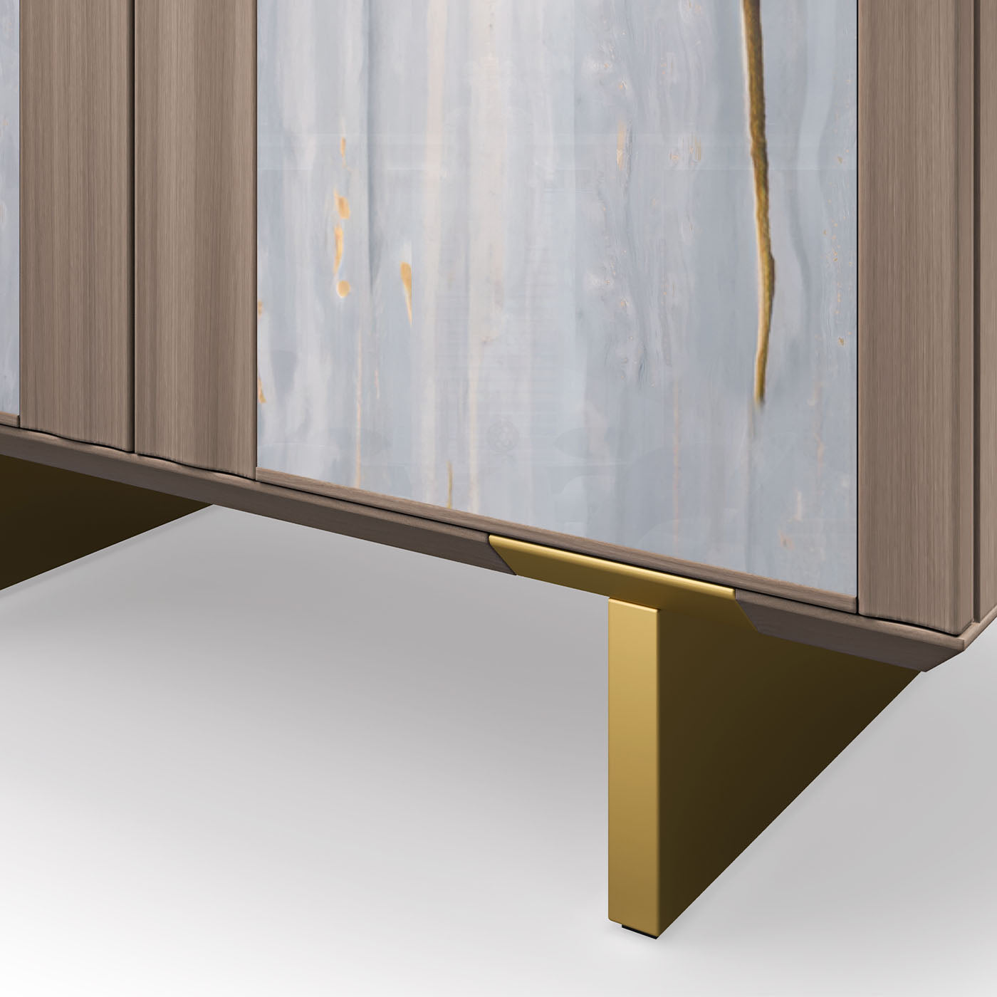 Solferino Canaletto walnut Concrete gray-blue glass doors sideboard - Alternative view 3