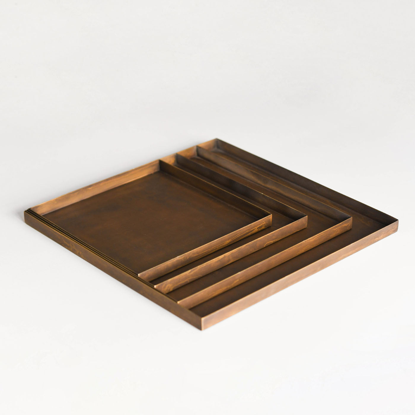 Square Burnished Brass Tray - Alternative view 1