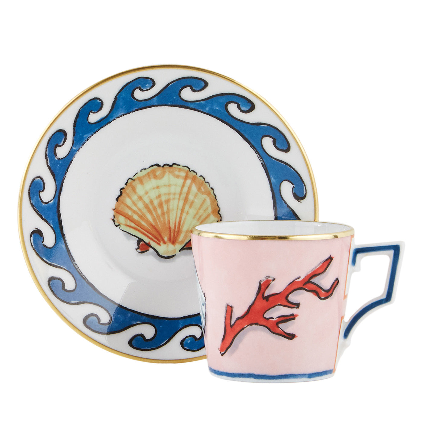 Il Viaggio di Nettuno Set of 2 Coffee Cups and Saucers by Luke Edward Hall