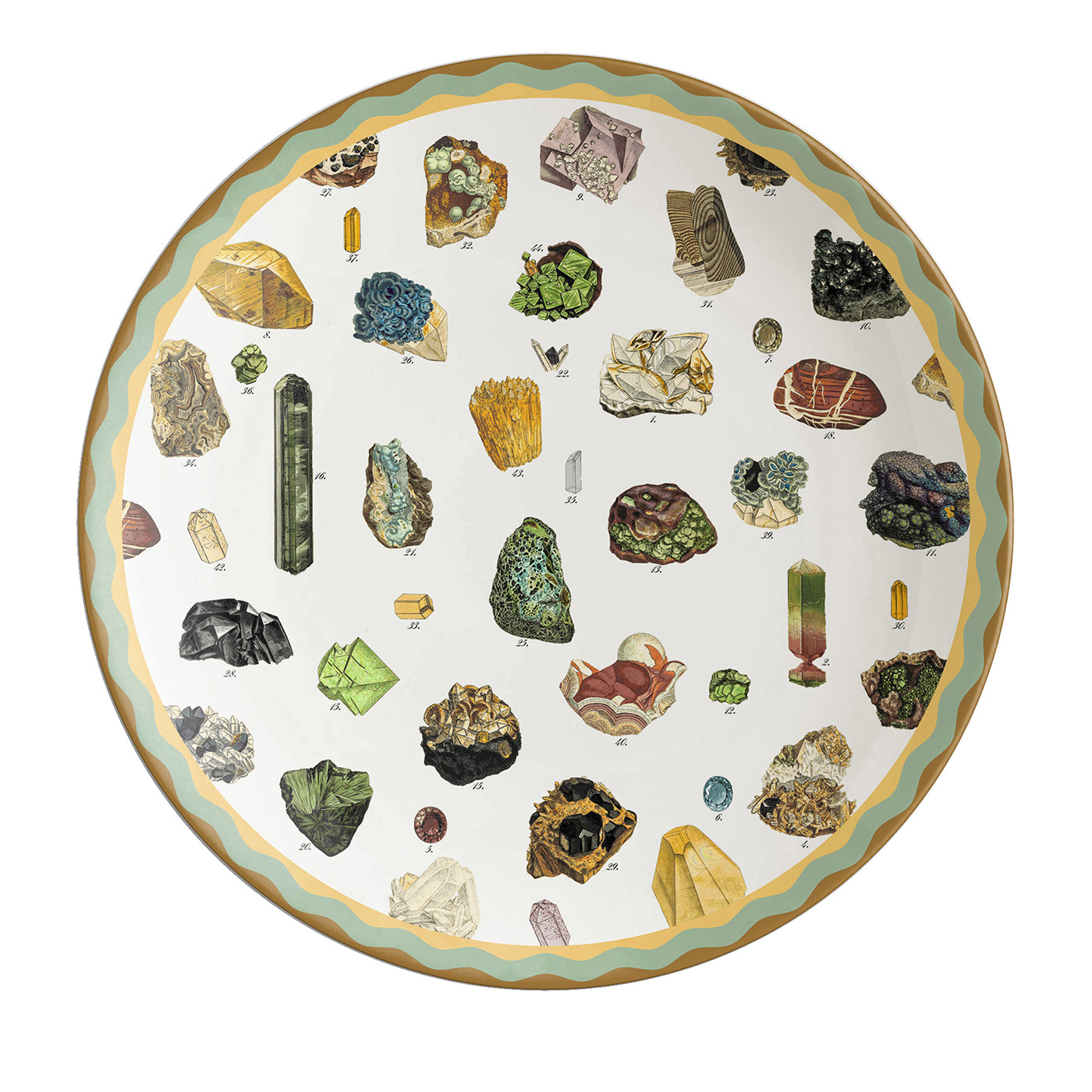 Cabinet De Curiosités Assiette à Charger en porcelaine avec minéraux - Vue principale