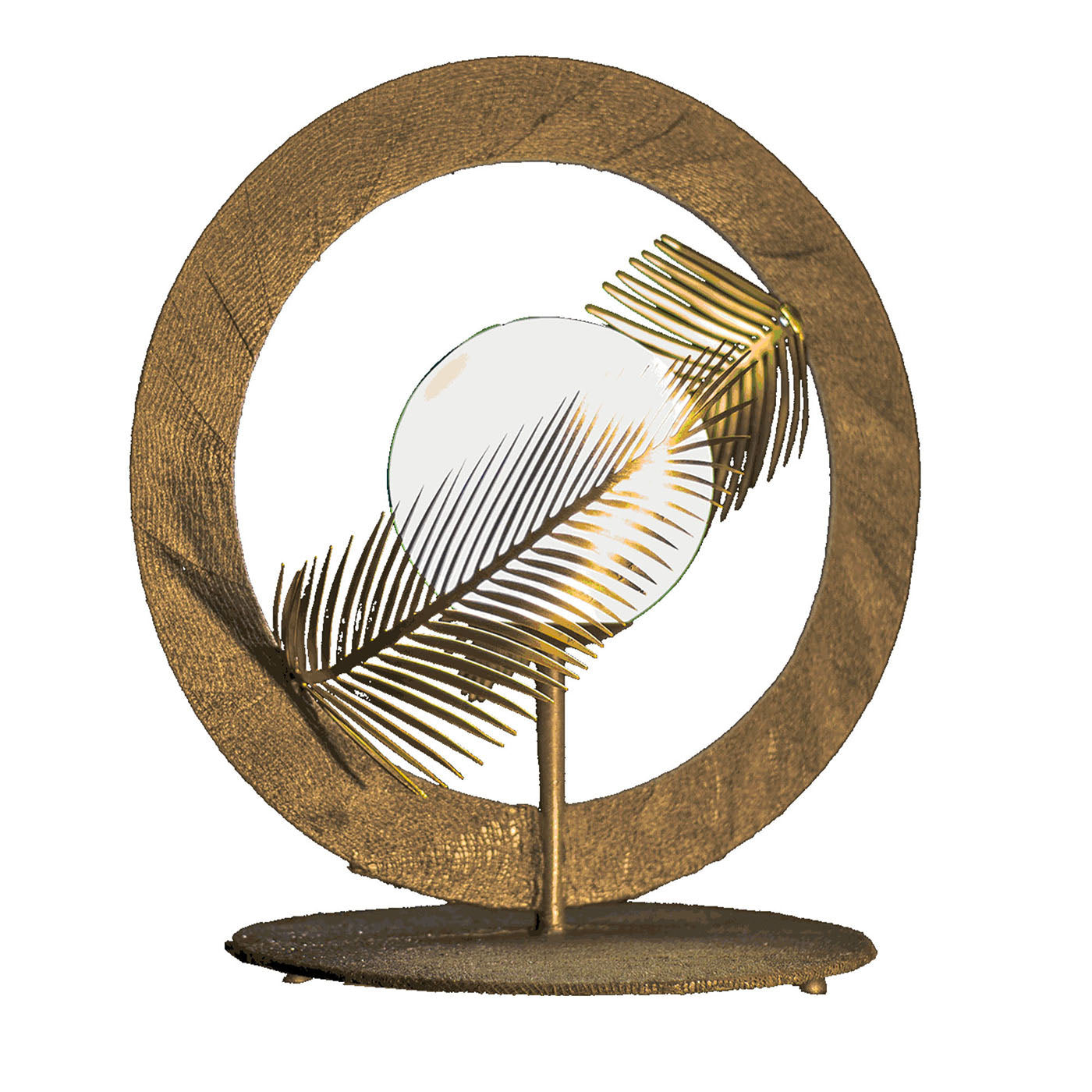 Lampe de table ronde géométrique dorée - Vue principale