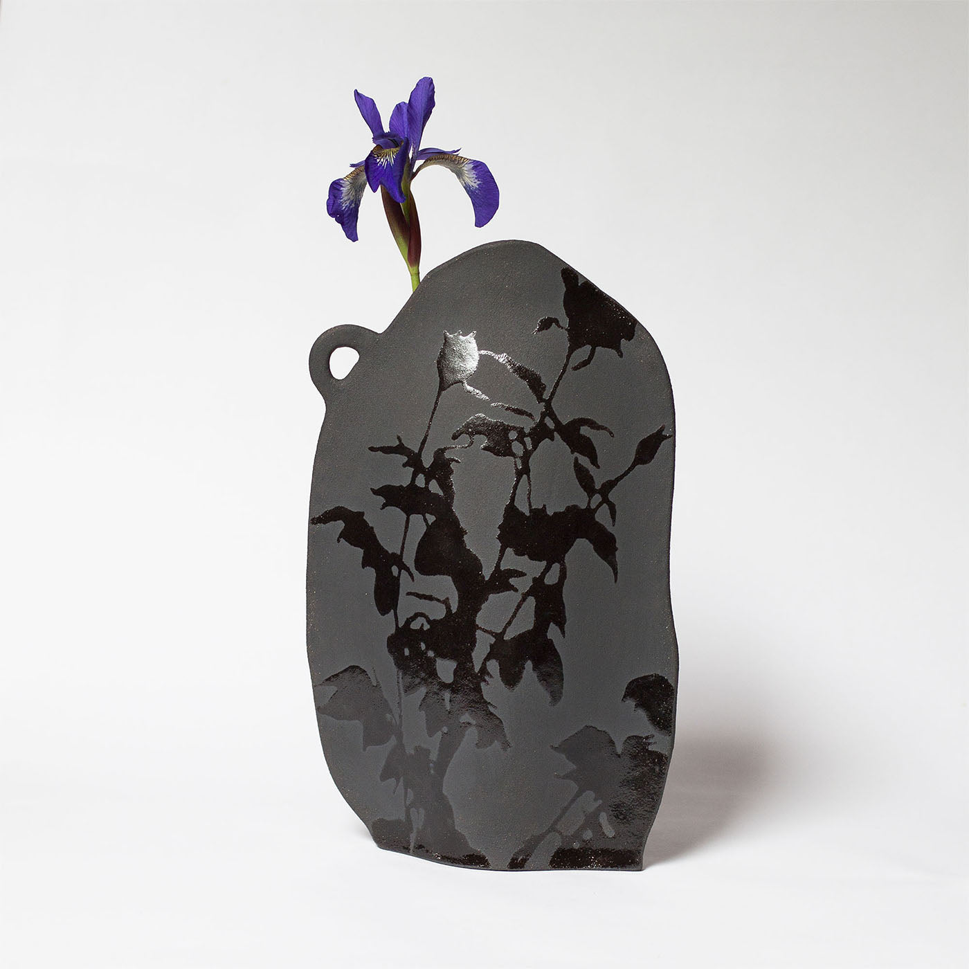 Ombra Black Stoneware With Glossy Details Vase #2 - Alternative view 2