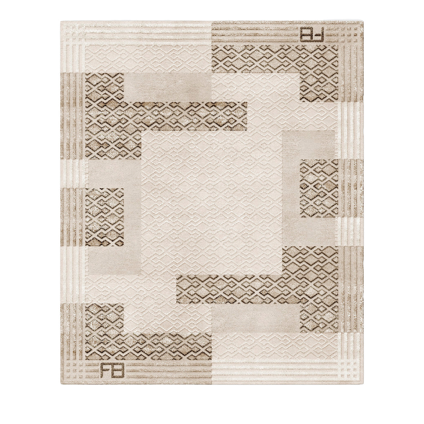 Deco' Art Deco-Inspired Rug in Light and Dark Tones - Main view