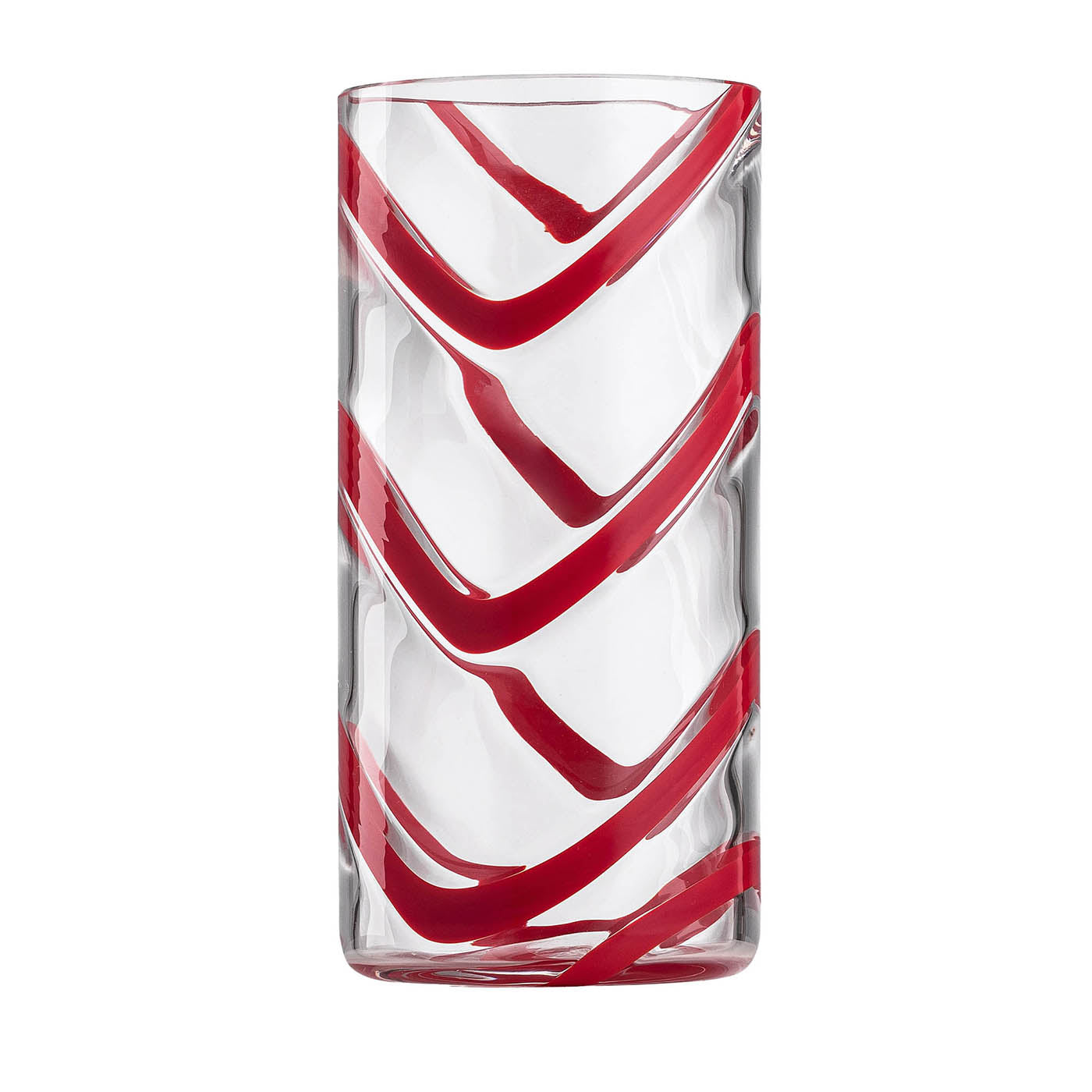 Cyrcus Esse Red and Transparent Murano Glass Highball Glass - Main view