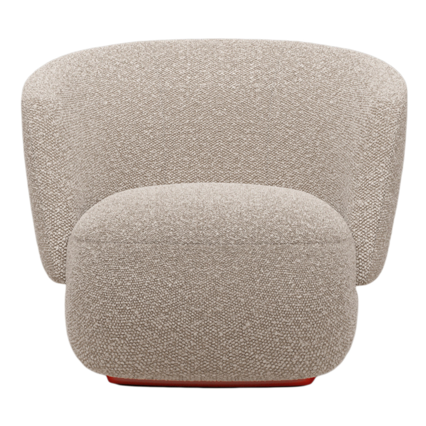 Taupe Boucle Armchair with Lacquered Base - Main view