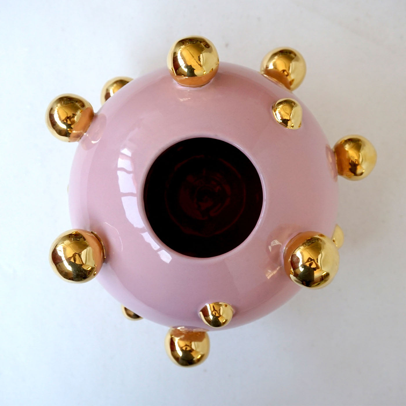 Sfere Spherical Golden & Pink Ceramic Vase - Alternative view 1