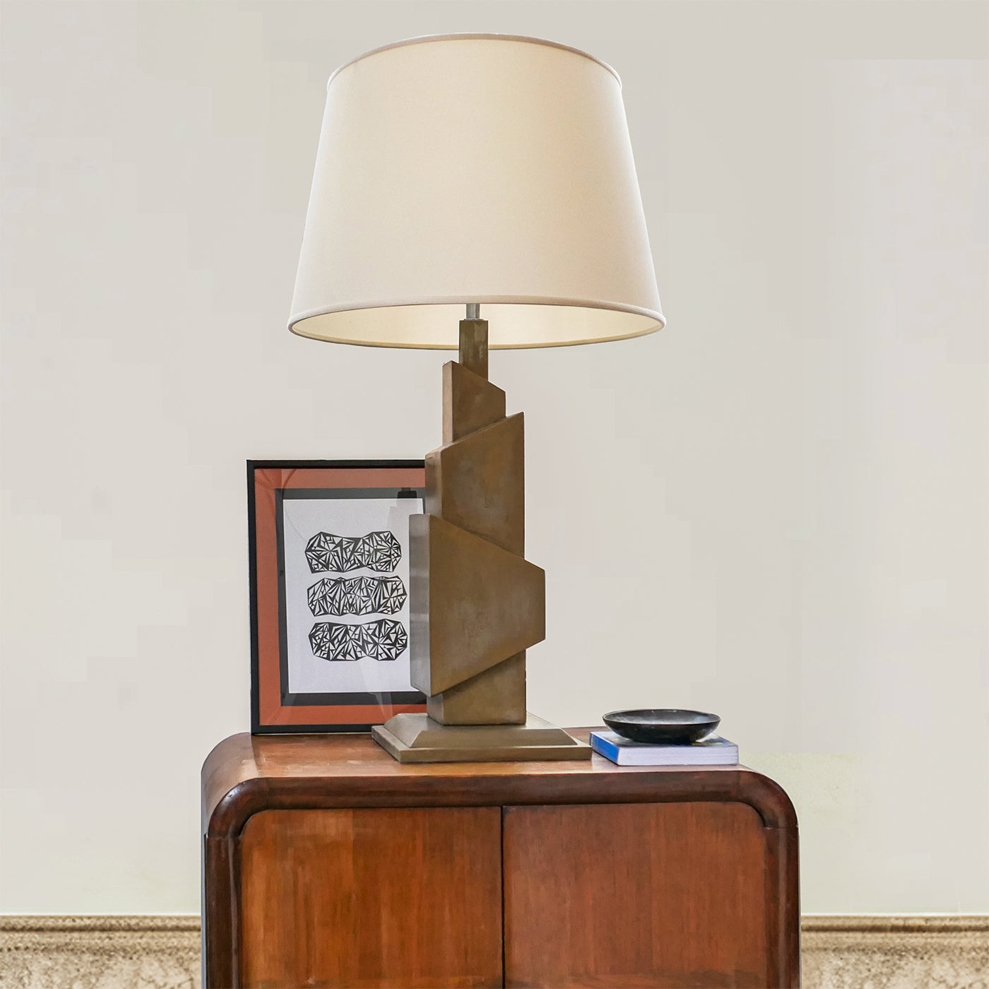 Divia Aeris Bronze Concrete-Finished Wooden Table Lamp - Alternative view 1