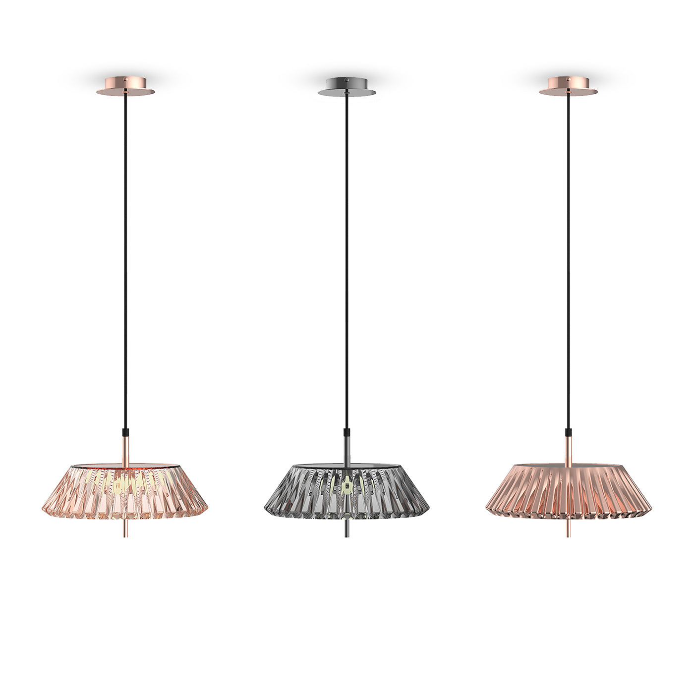 Chrome 3-Light Coppery Pendant Lamp by MAM Design - Alternative view 1