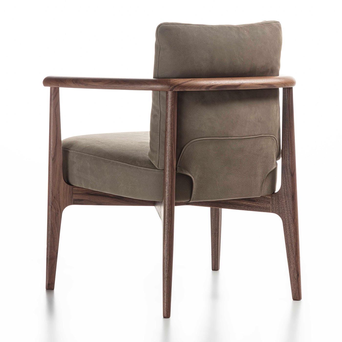 Greta Canaletto Walnut & Gray Leather Lounge Chair With Arms - Alternative view 2