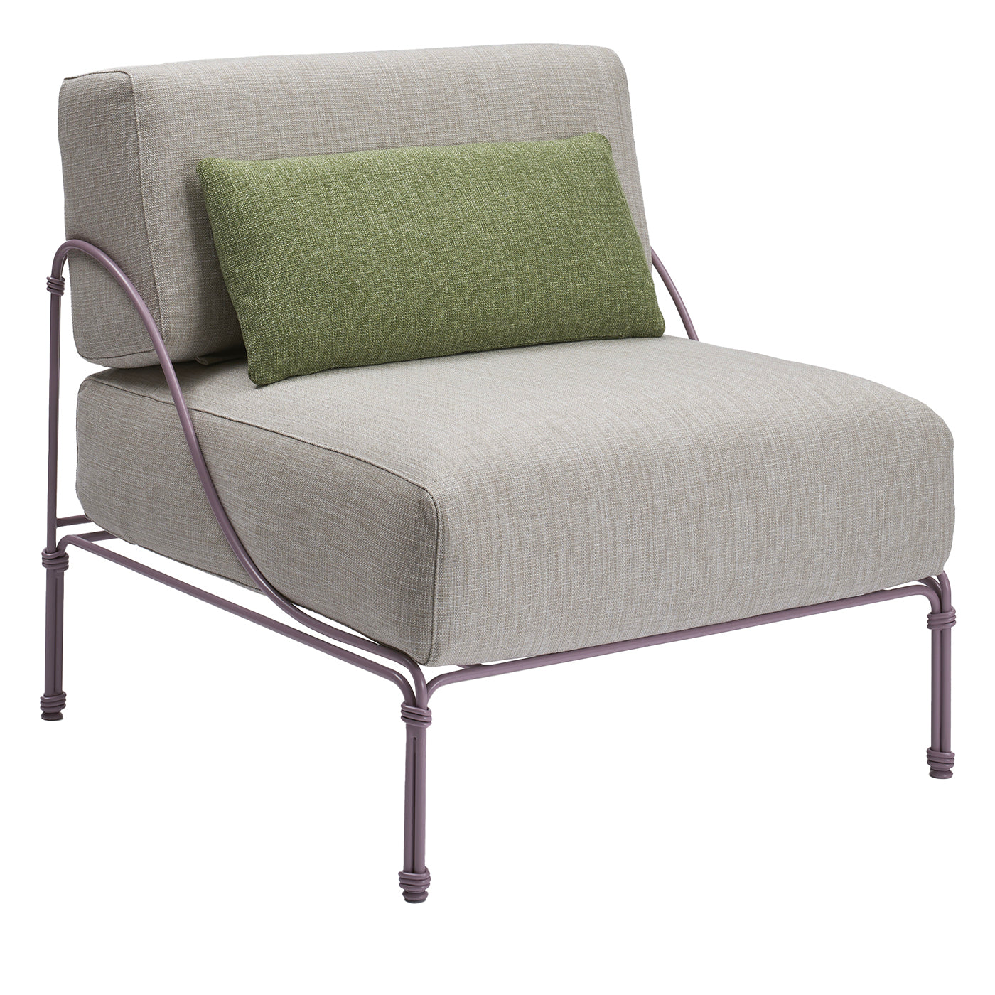 Vitis Lilac and Gray Armchair by Ciarmroli Queda Studio in Stainless Steel - Main view