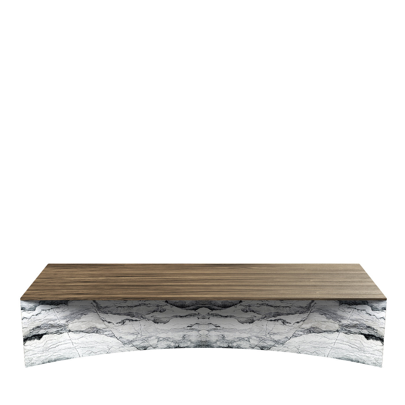 Mantica brown veneered wood with white marble slabs dining table - Main view