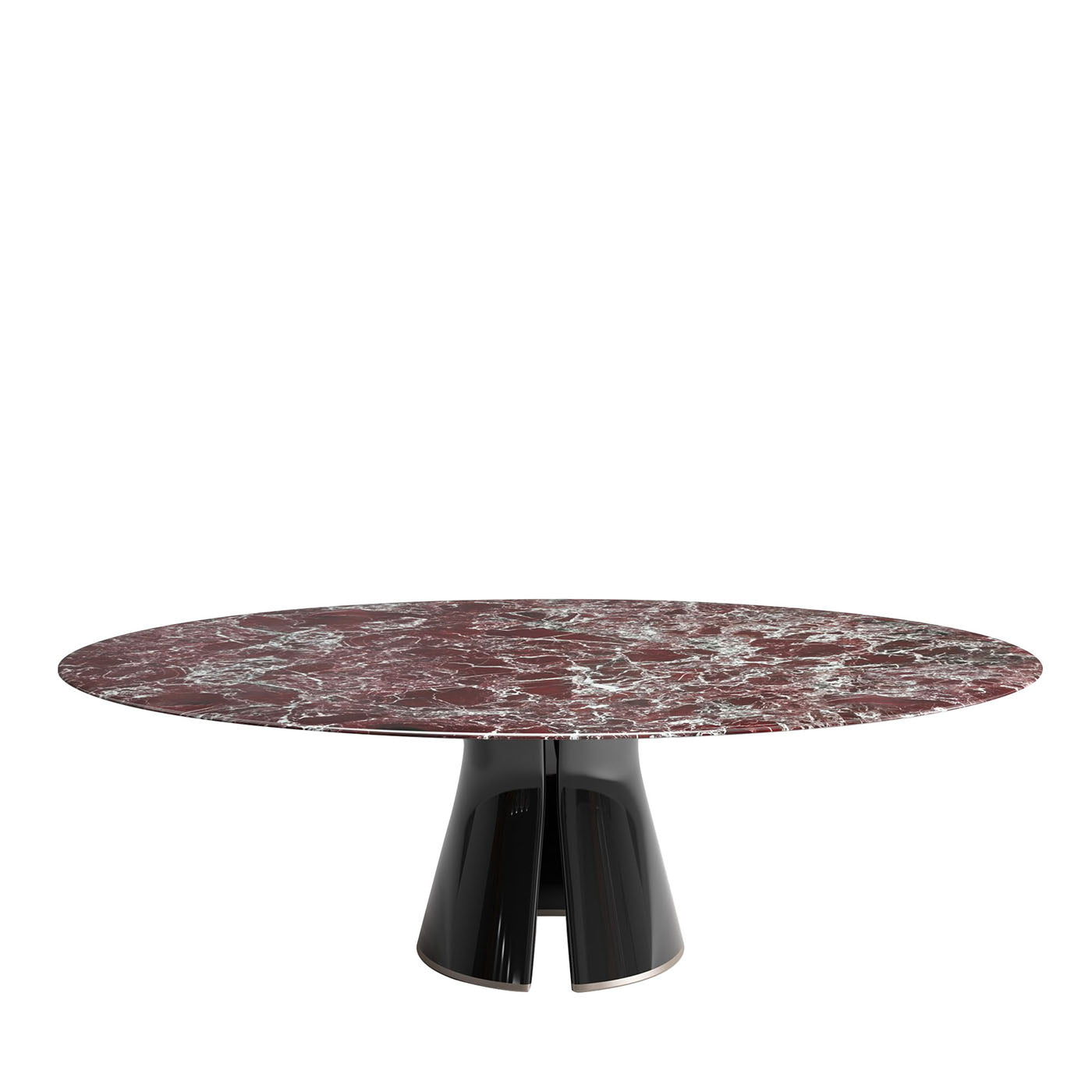 Mesa de comedor ovalada de mármol rojo - Vista principal