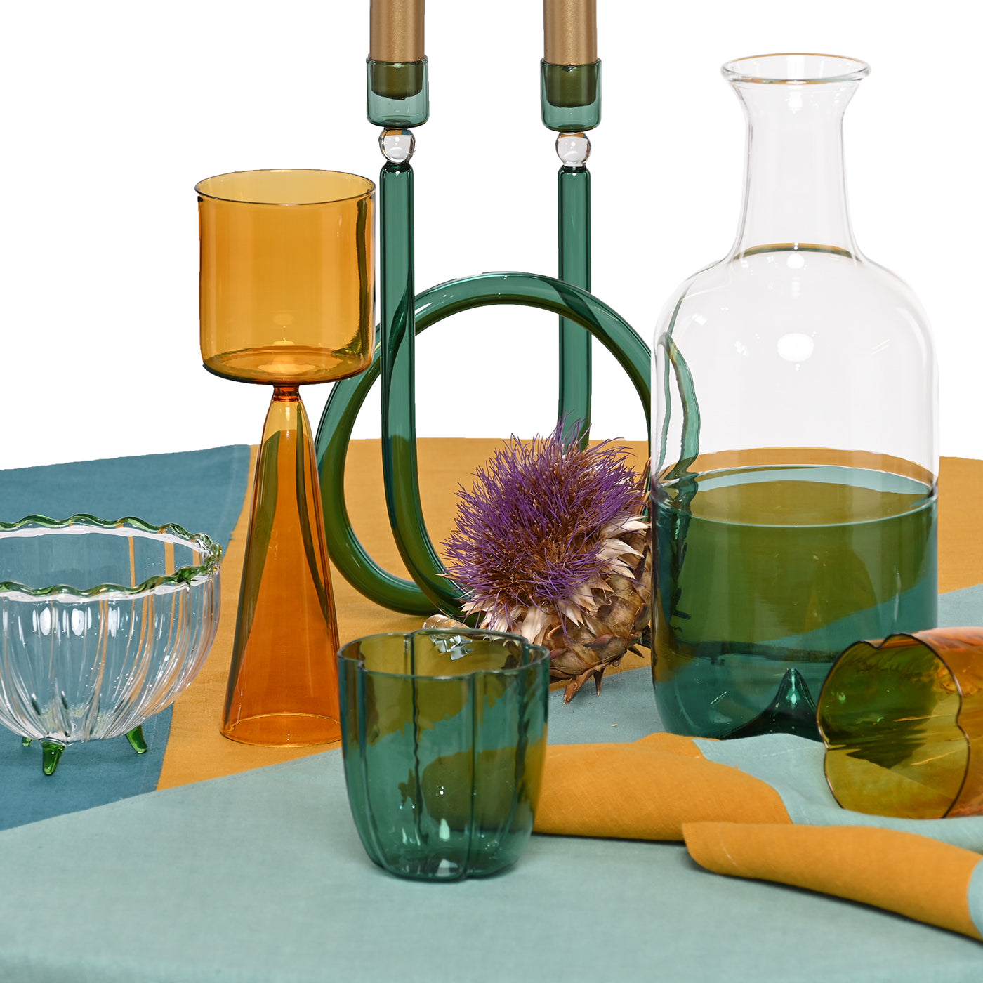 Lot de 4 serviettes de table en lin bicolore luxueux Lichen-Saffron - Vue alternative 2
