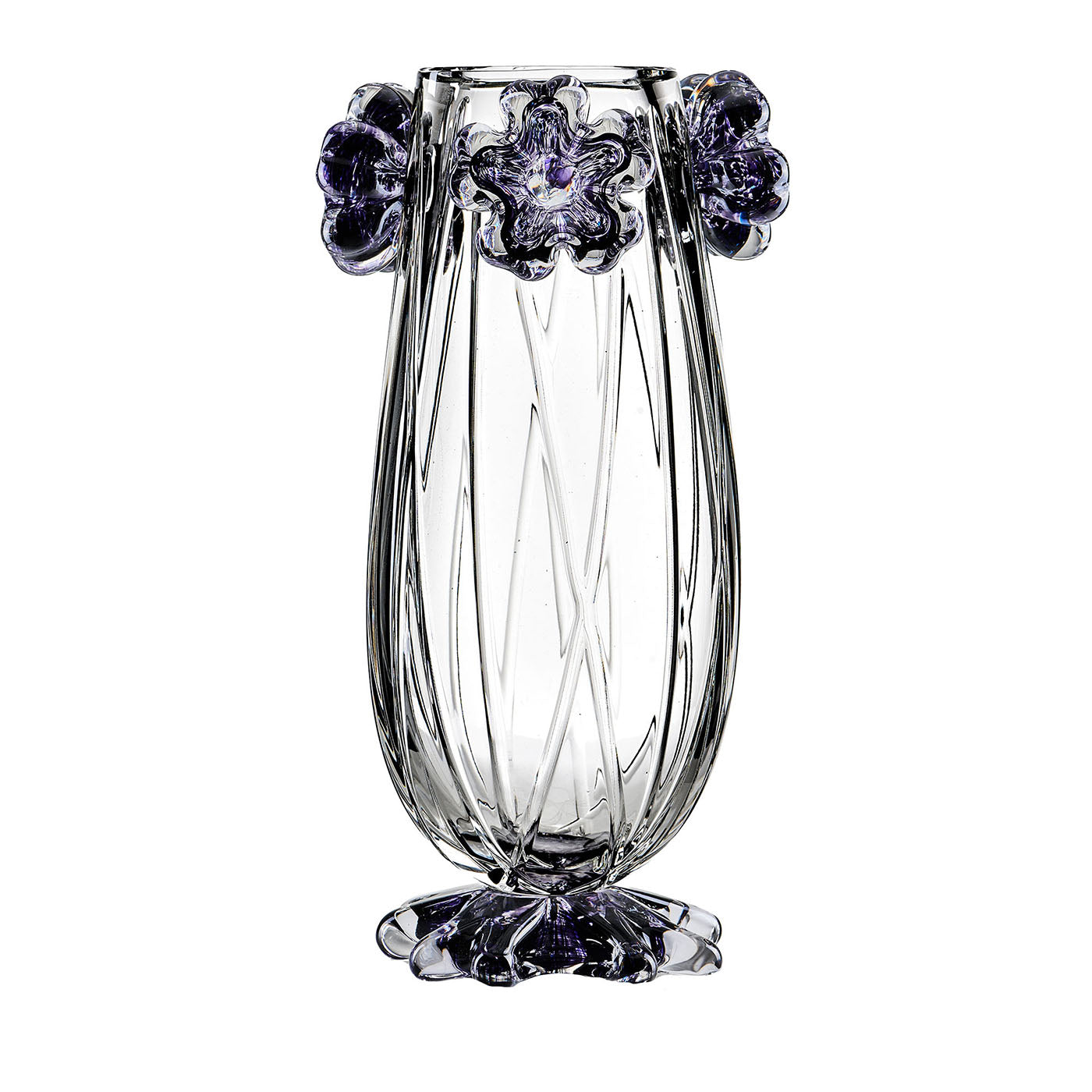 Cistus Crystal Black Flowers Tall Vase  - Main view