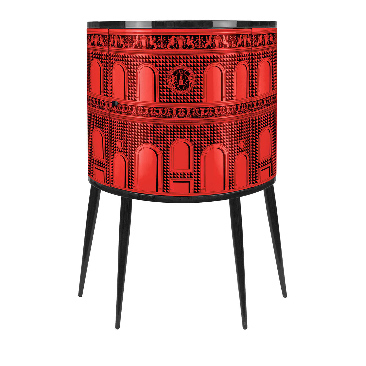 Facciata Quattrocentesca Red Curved Small Cabinet (Petite armoire courbée rouge) - Vue principale