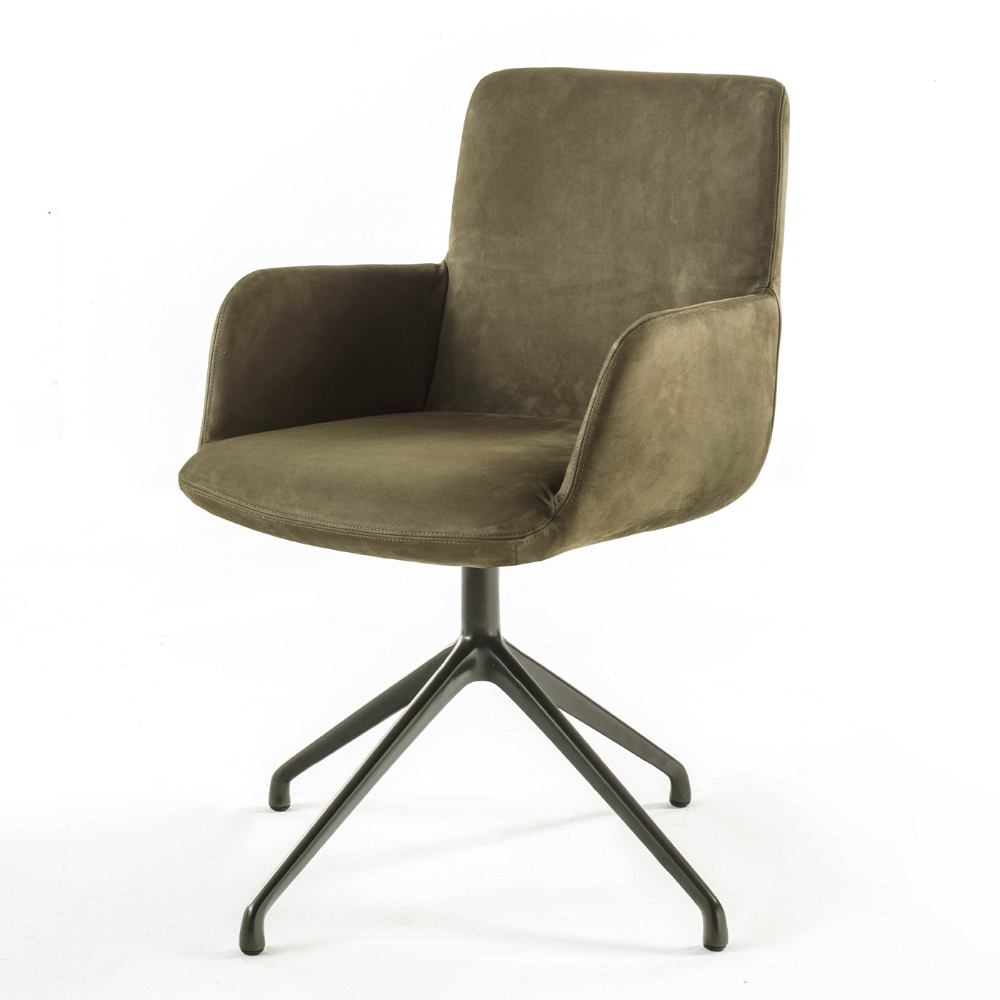 Materia Soft Swivel Sage-Green Chair With Armrests by Claudio Bellini - Alternative view 4