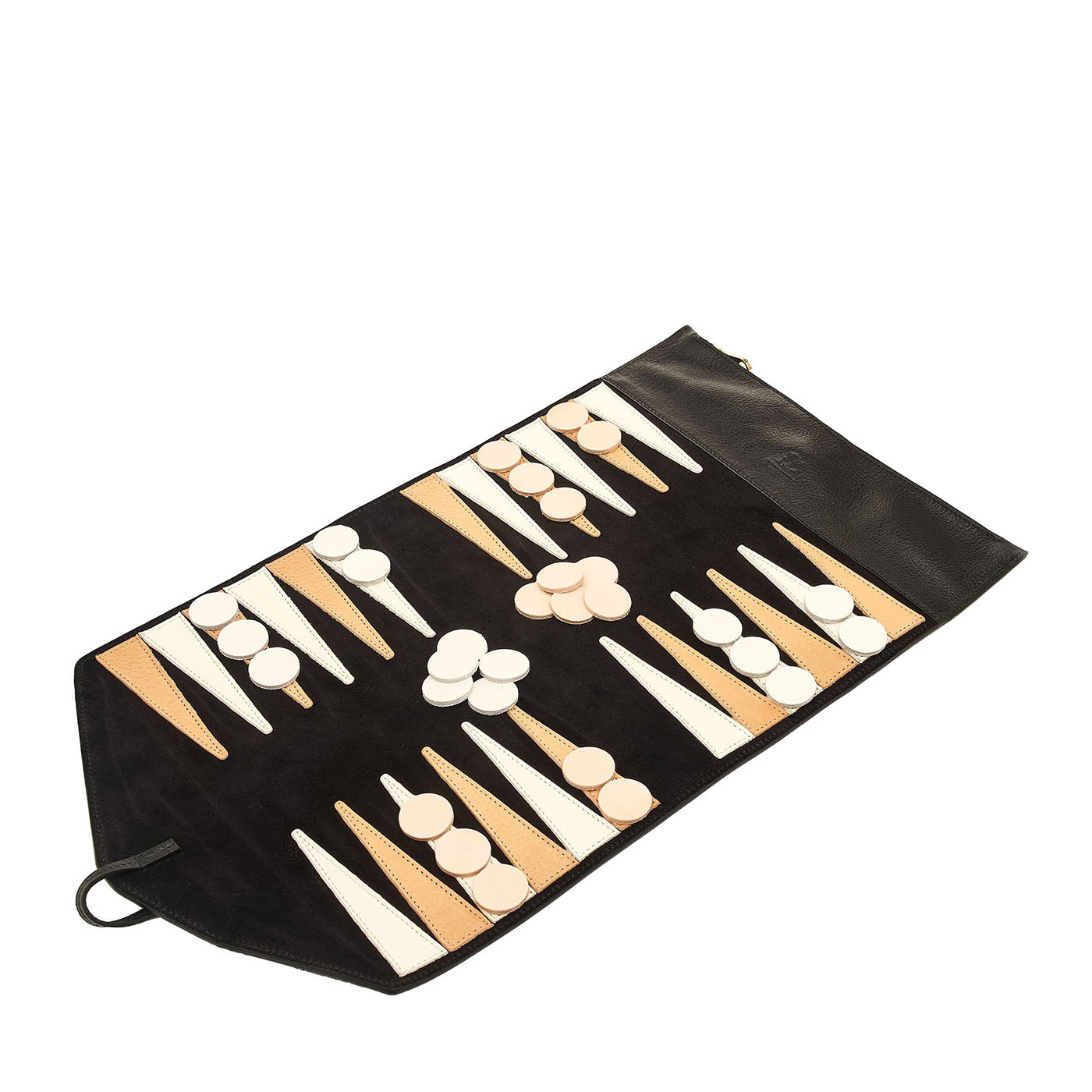 Juego de backgammon de viaje de cuero negro - Vista principal
