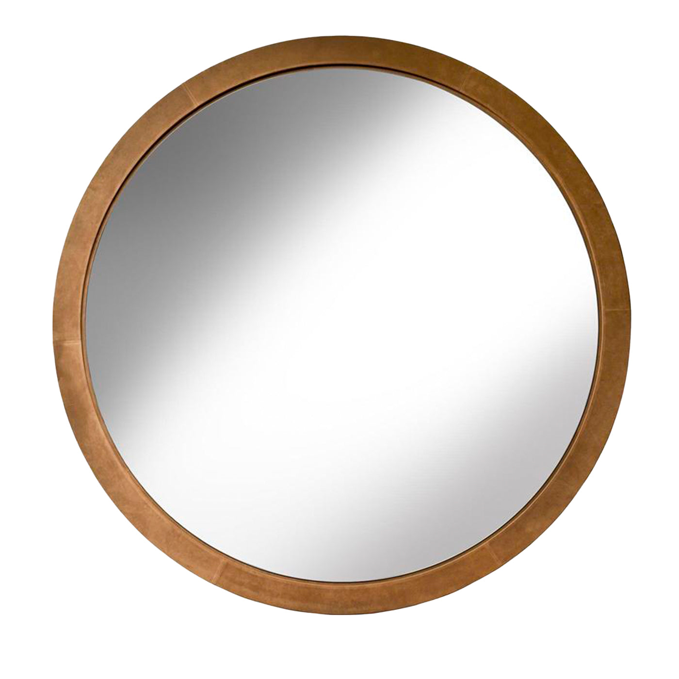 Specchio rotondo Volterra in pelle marrone - Vista principale