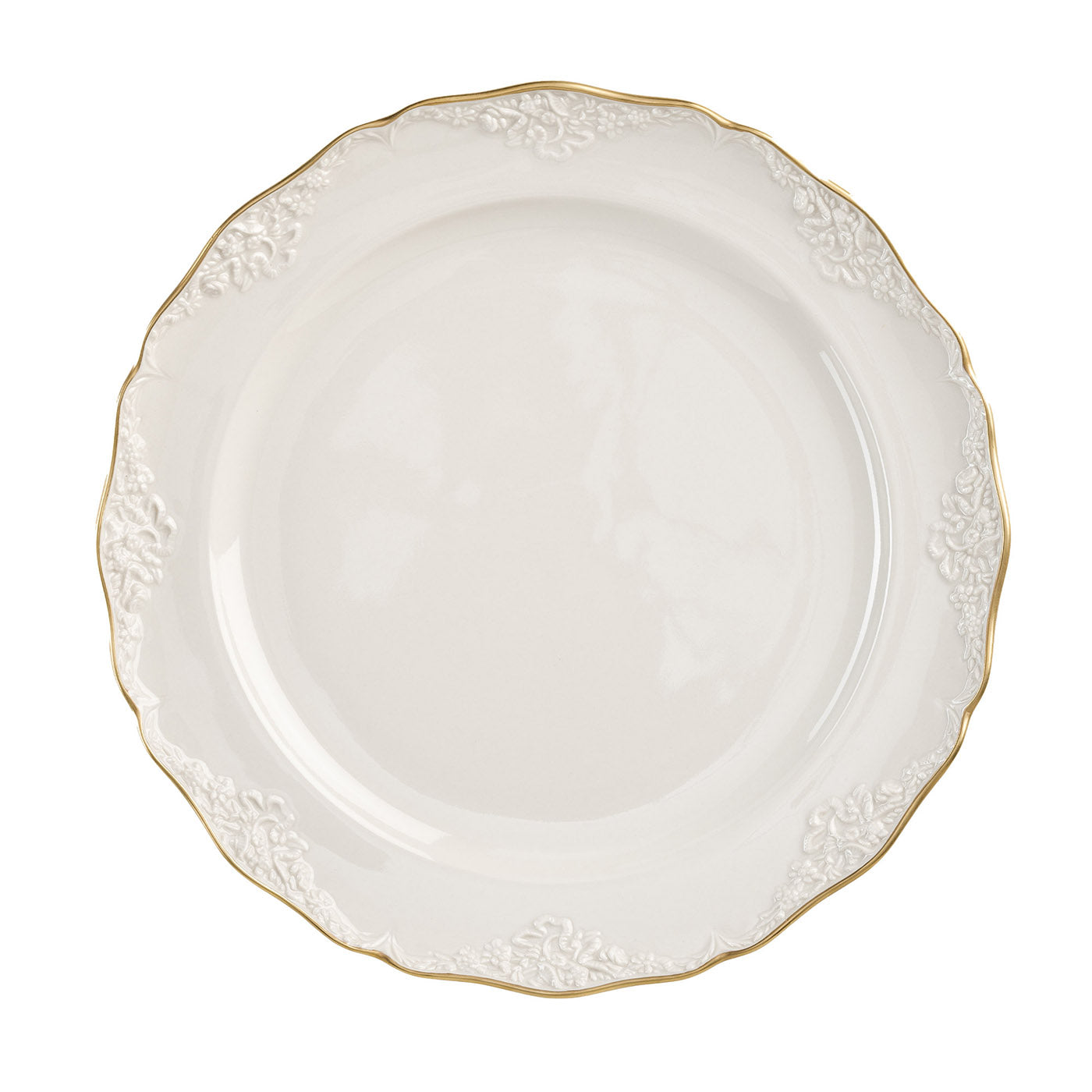 Irene - Lot de 2 assiettes plates moyennes blanches et dorées - Vue principale