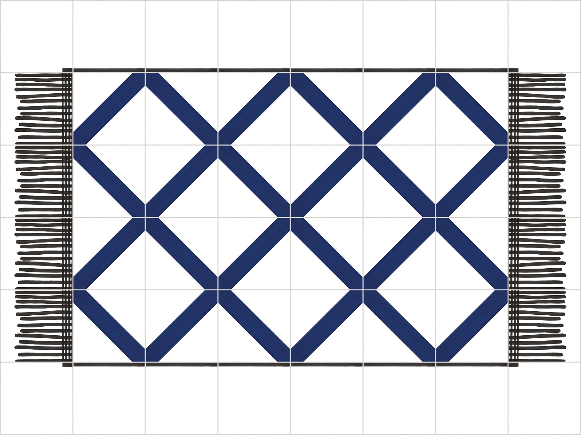 Carpet Blue Fishnet Ceramic Composition by Giuliano Andrea dell’Uva 160 X 120 - Main view