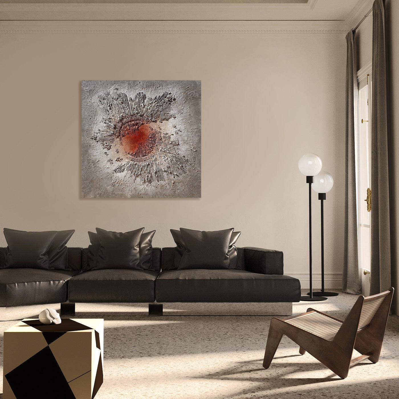 Expansion Painting in Gray and Red - Alternative view 2