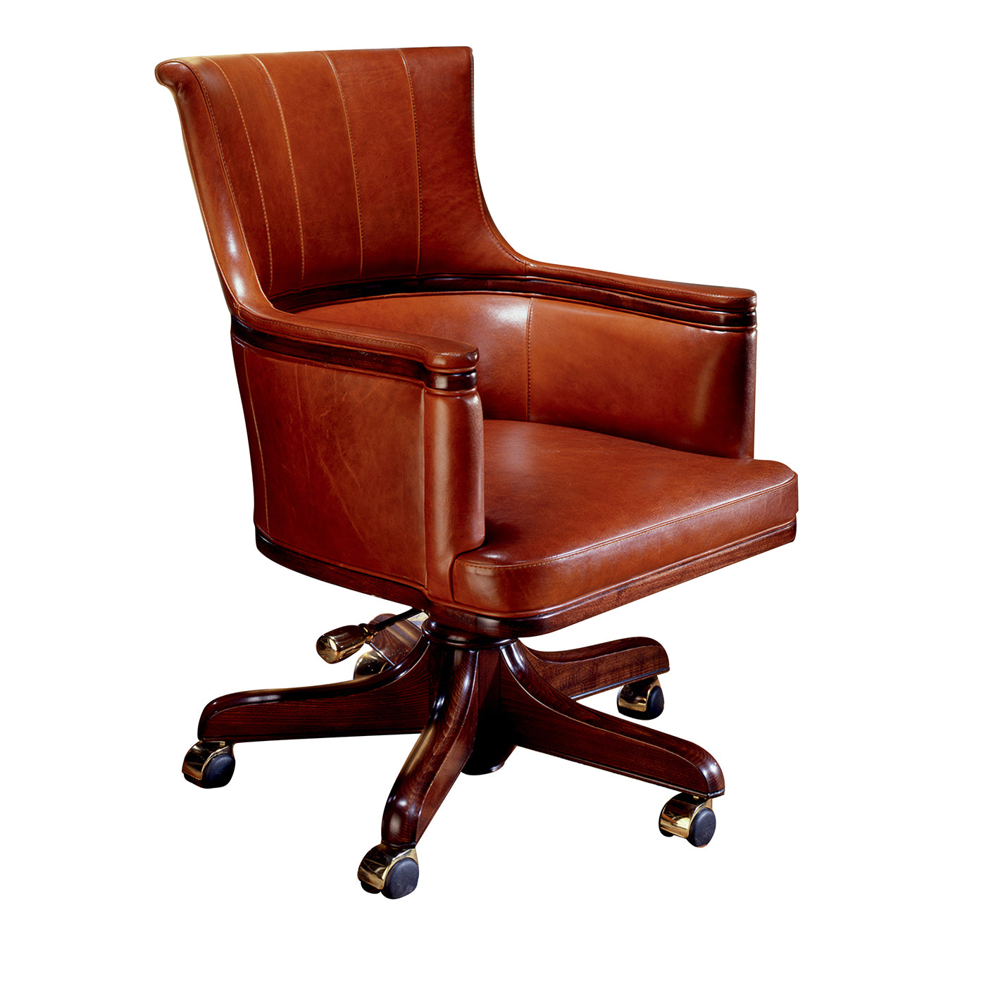 Brown Medium Leather Armchair - Main view