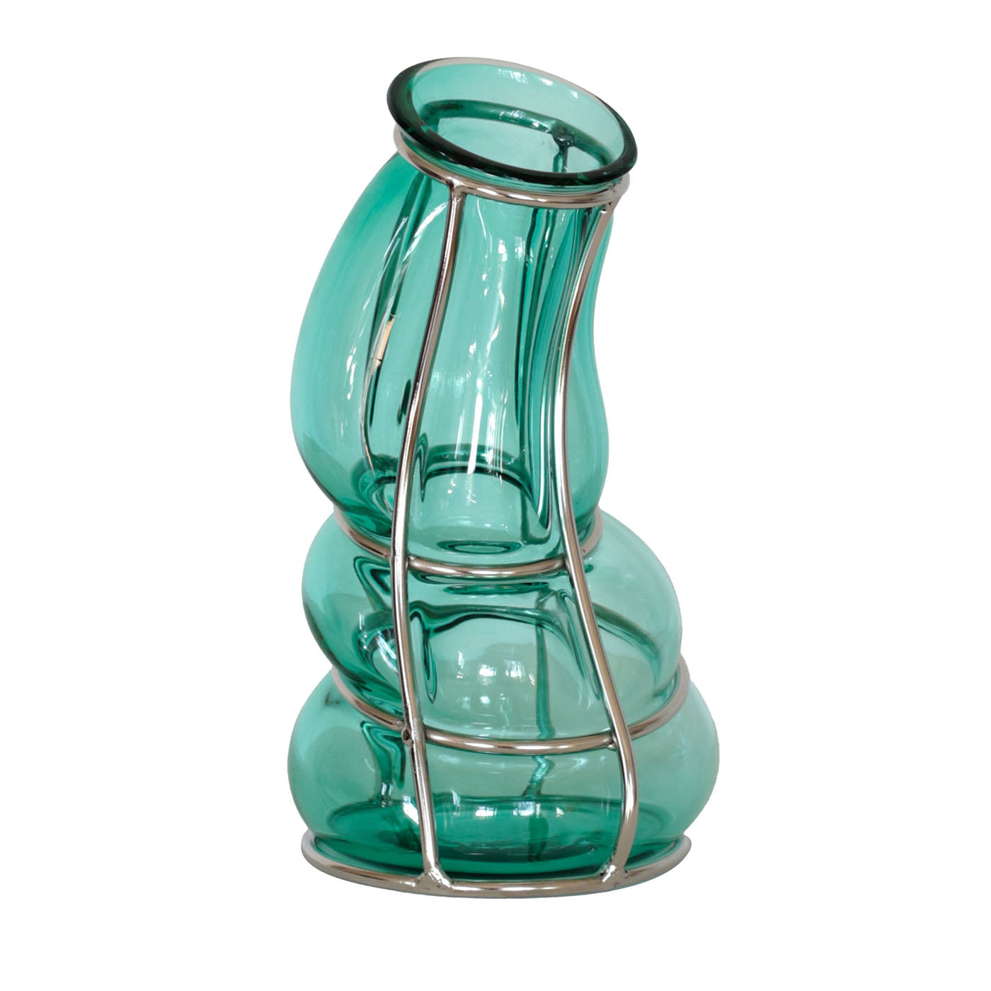 Turquoise Green Babà Vase in Murano Glass - Main view