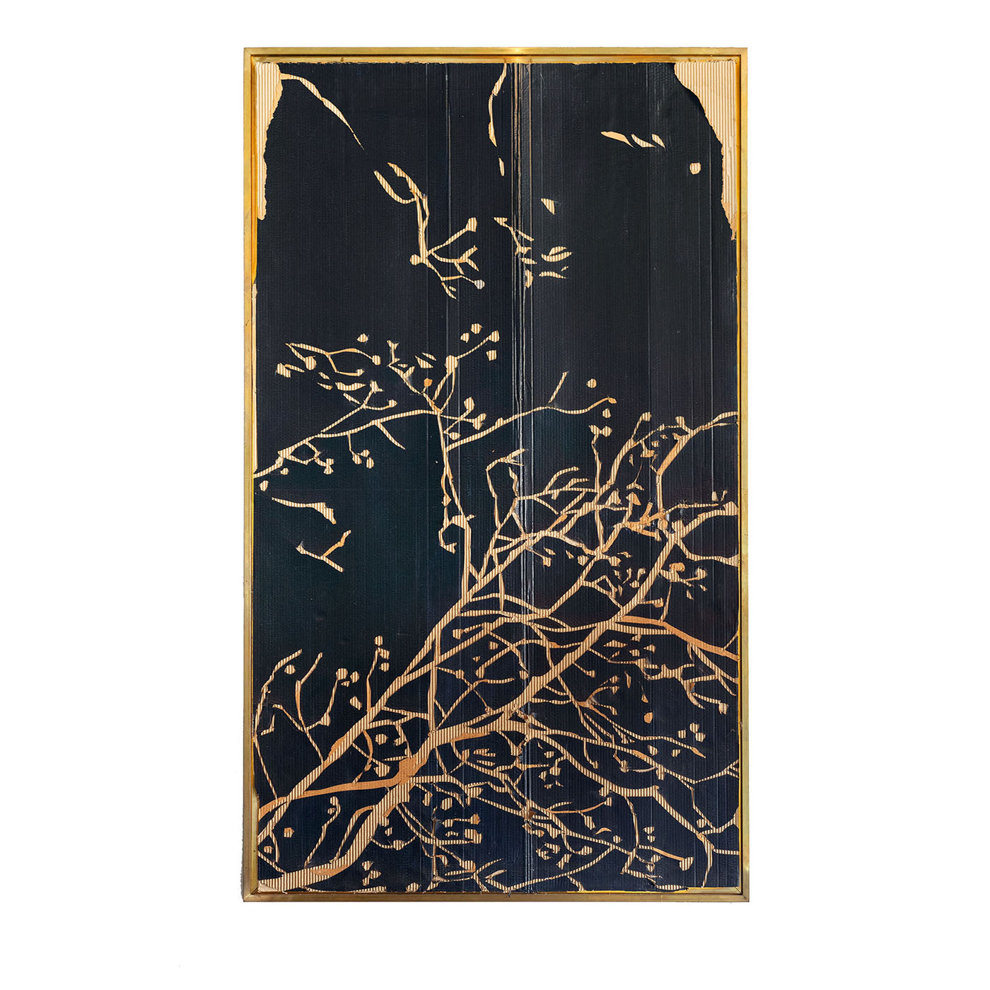 Dark Blue Branches Layered Cardboard Panel - Main view