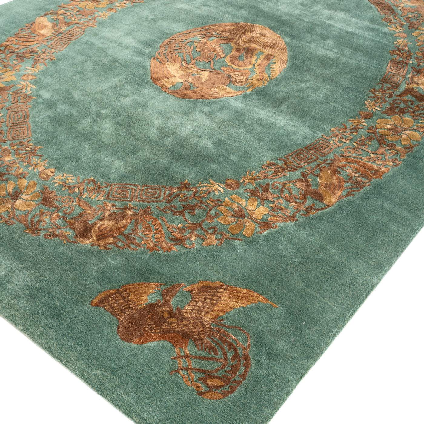 Tapis touffeté à la main Mystic Grove Smoke Green &amp; Dark Amber Gold - Vue alternative 1