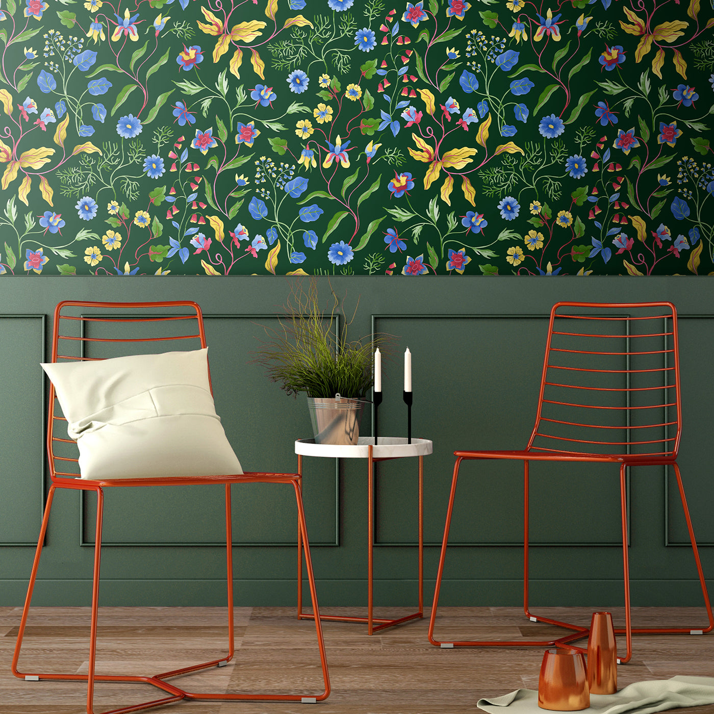 Flora Smoky-Green Fiordaliso Wallpaper - Alternative view 1