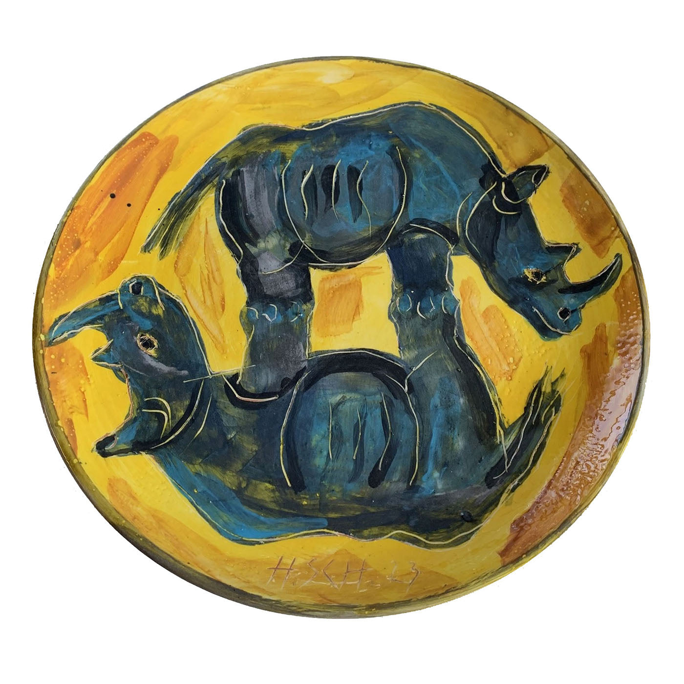 Rinoceronti dekorative Platte - Hauptansicht