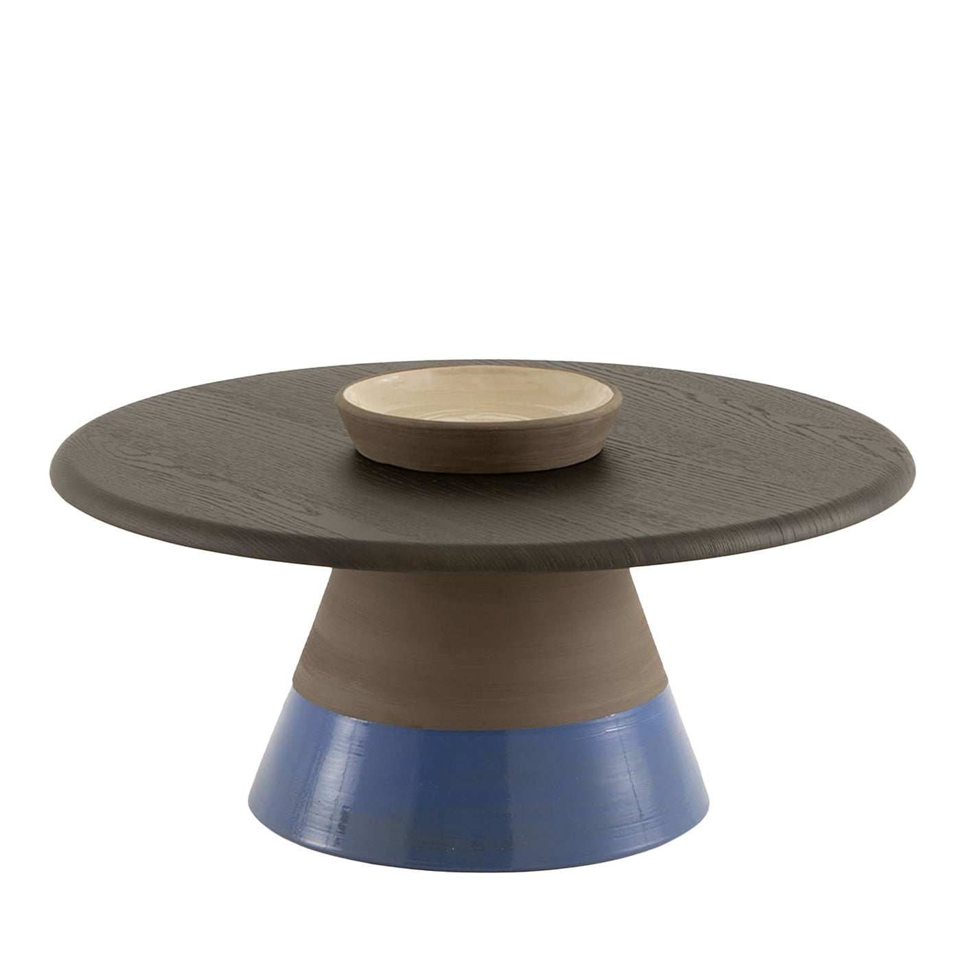 Sablier Kleiner Tisch mit Sockel aus Ton und Platte aus Laguna-Eichenfurnier - Hauptansicht