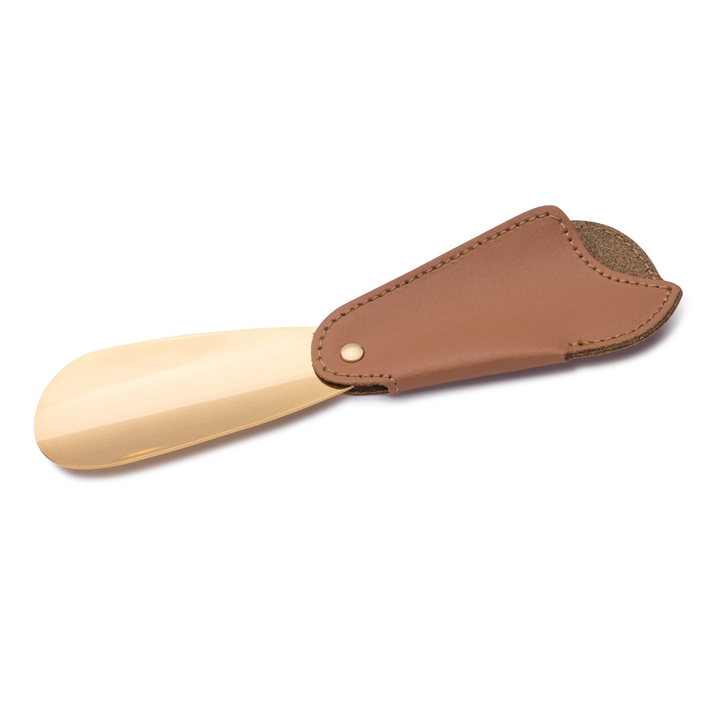 Gold & Brandy-Hued Leather Travel Shoe Horn - Alternative view 1