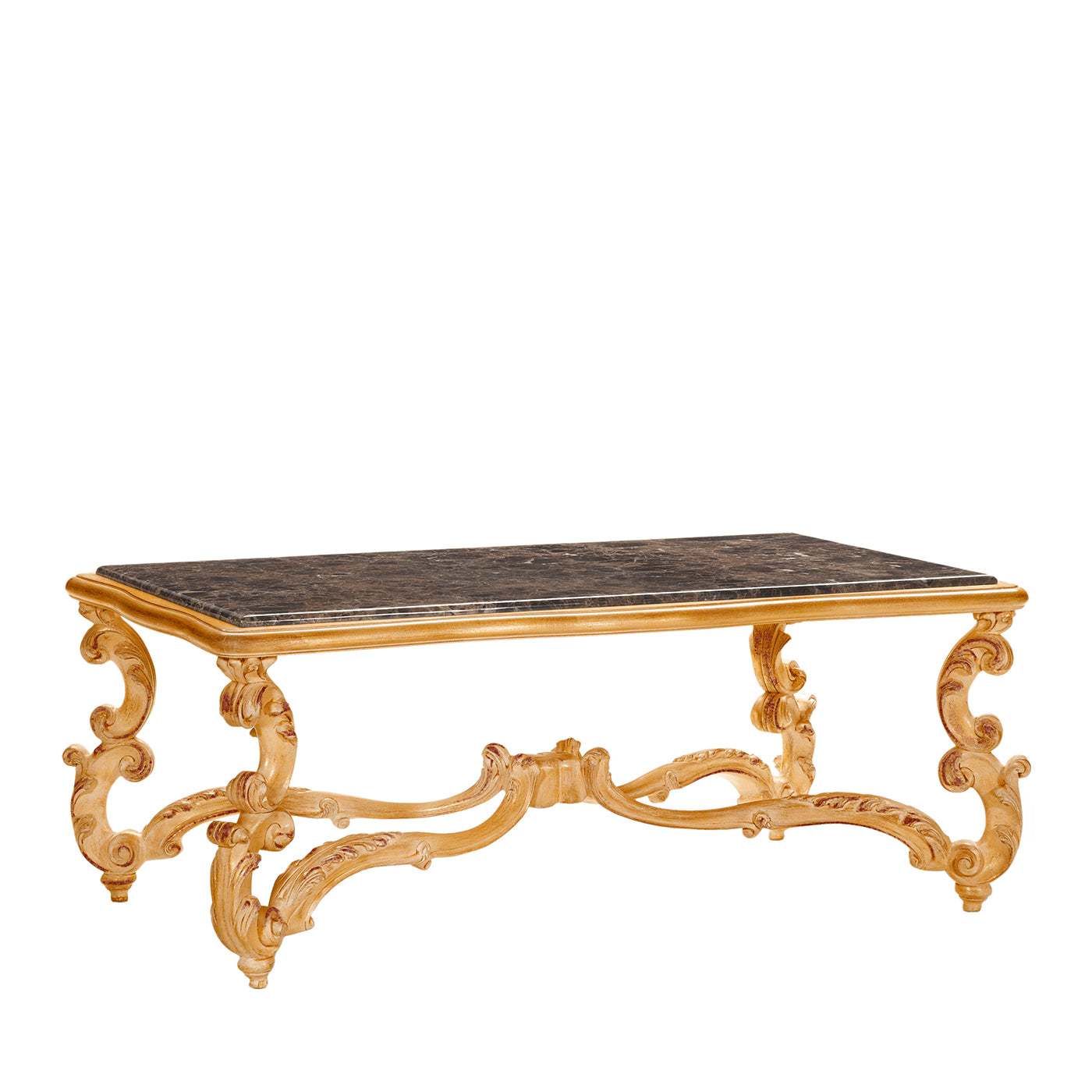 Couchtisch Florence Gold Wood mit dunkler Marmorplatte Emperador - Alternative Ansicht 1