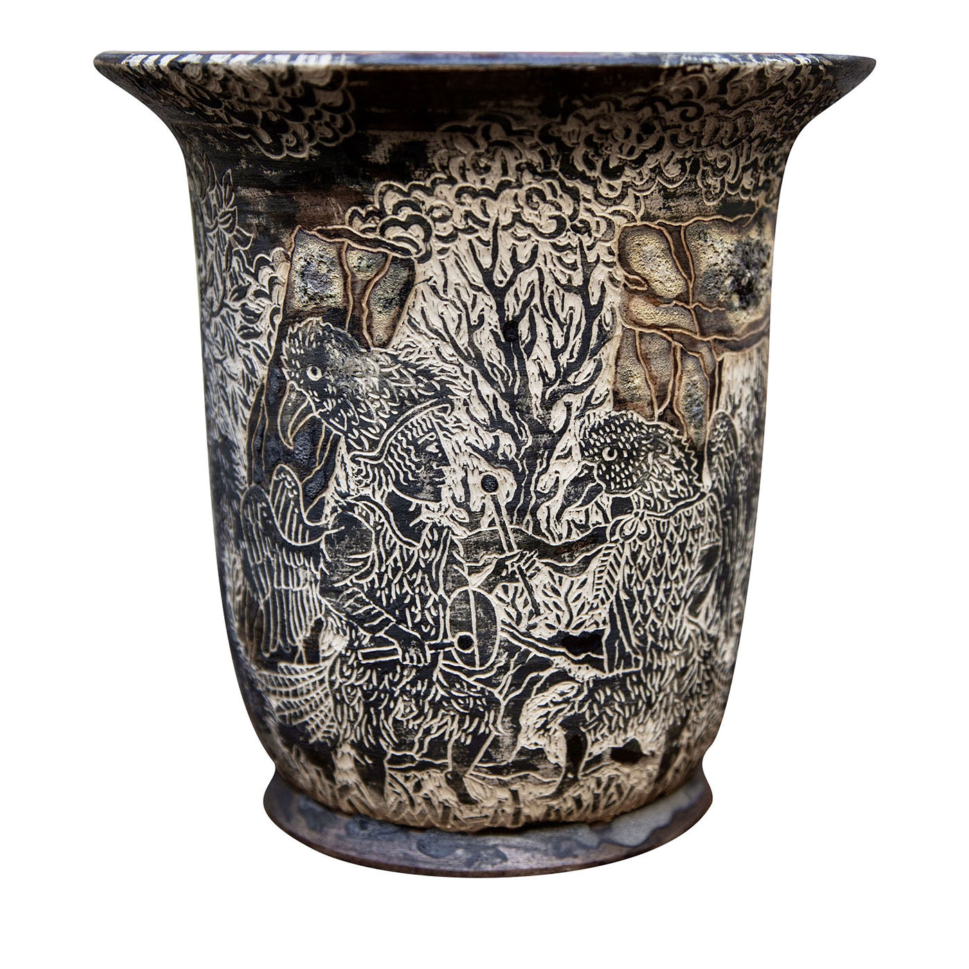 Stonehenge Black Stoneware And Lava Glaze Vase - Main view