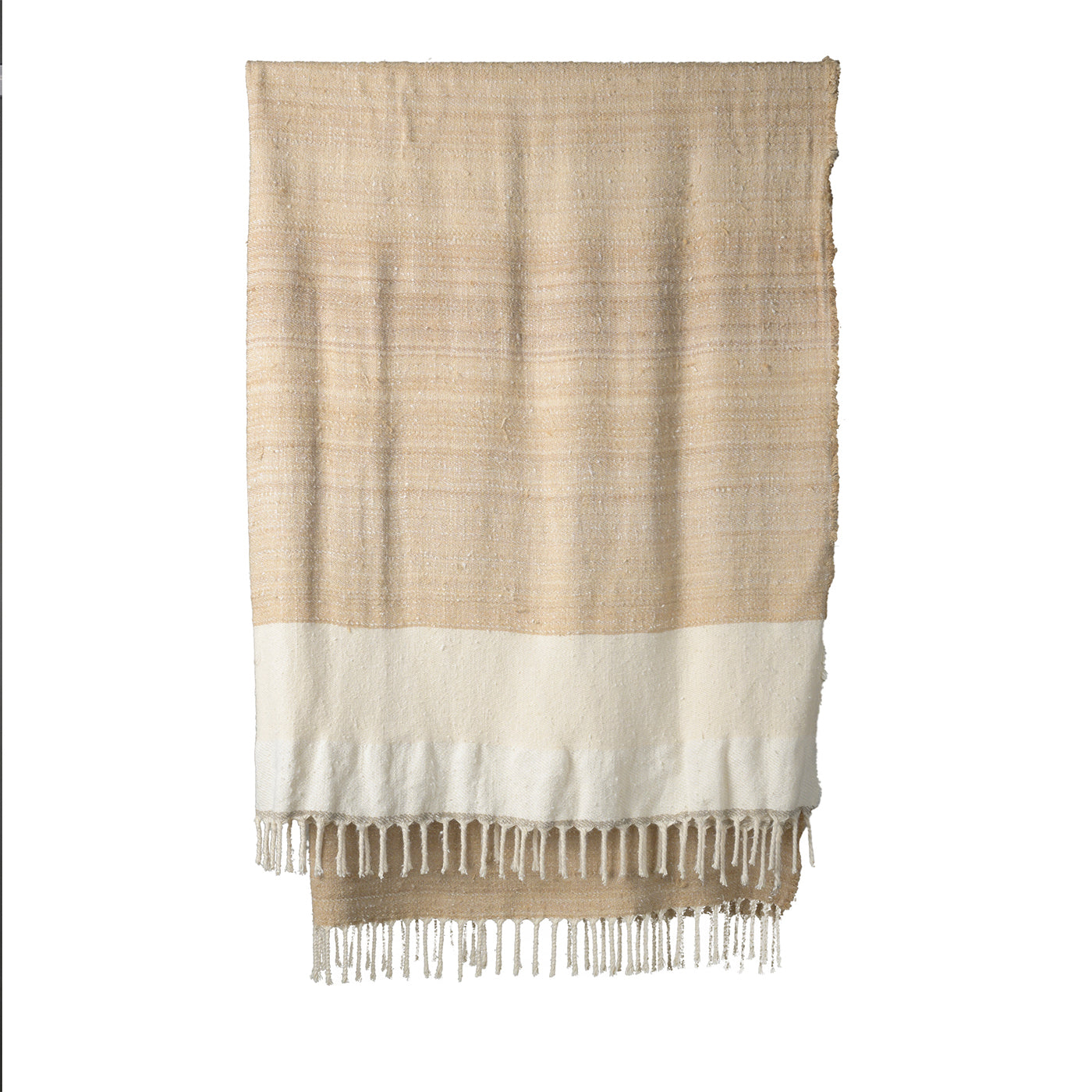 Senja.D2 Fringed Sand Silk & Linen Blanket - Main view