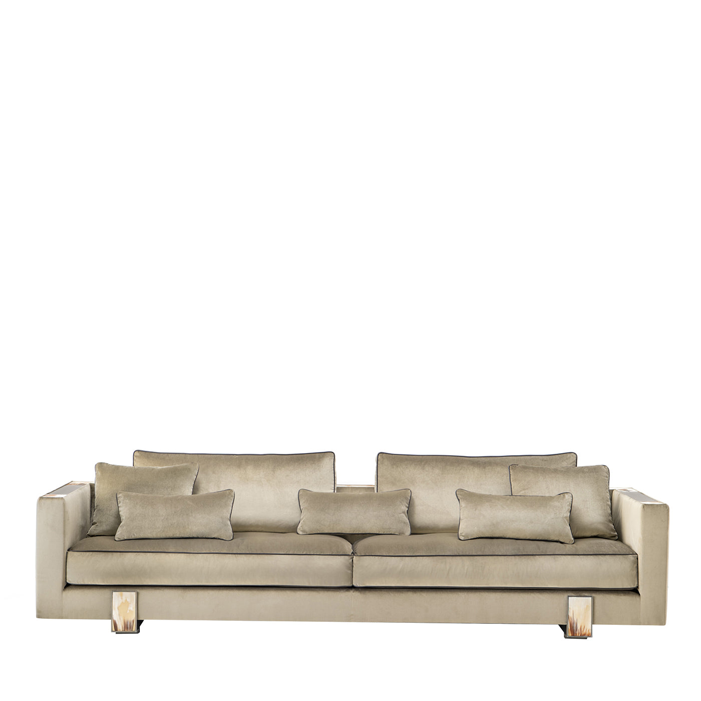 Adriano 4-Seater Beige Sofa with Horn Inlays - Main view