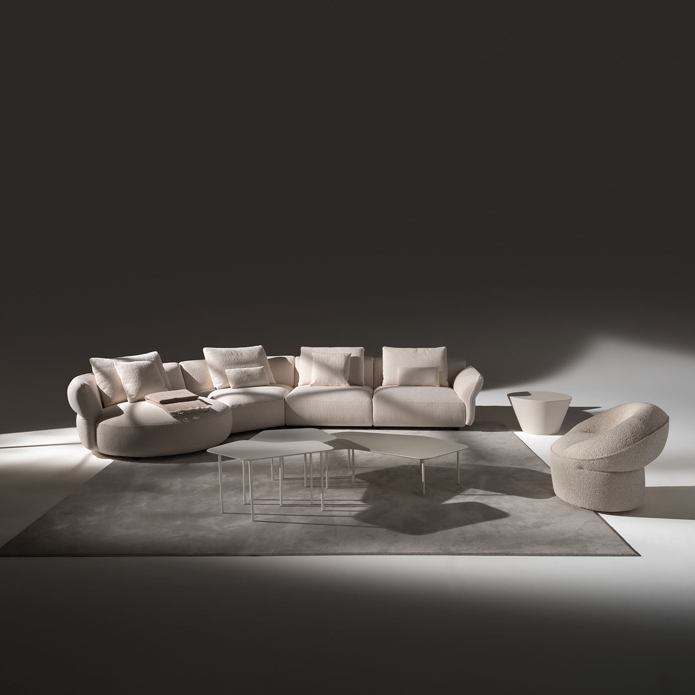 Sofá de tela blanco Madrid con chaise longue - Vista alternativa 5