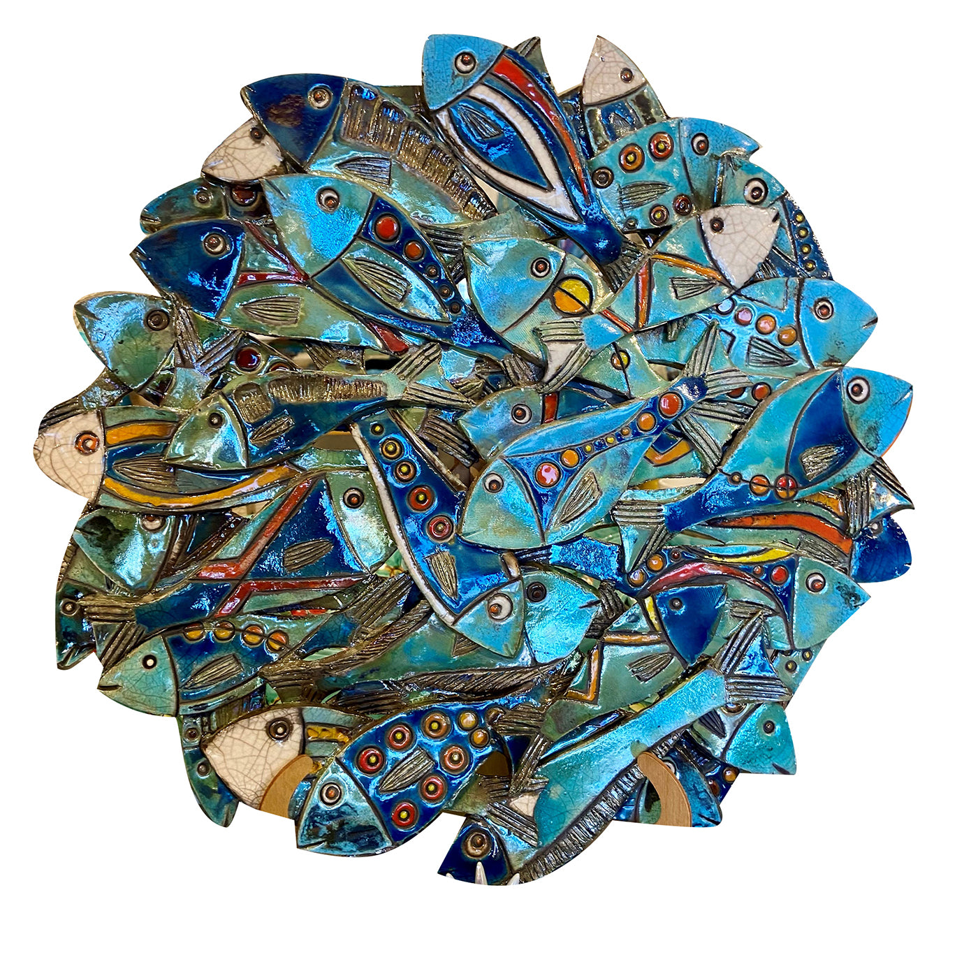 Pesci in Movimento Multicolor Decorative Plate - Main view