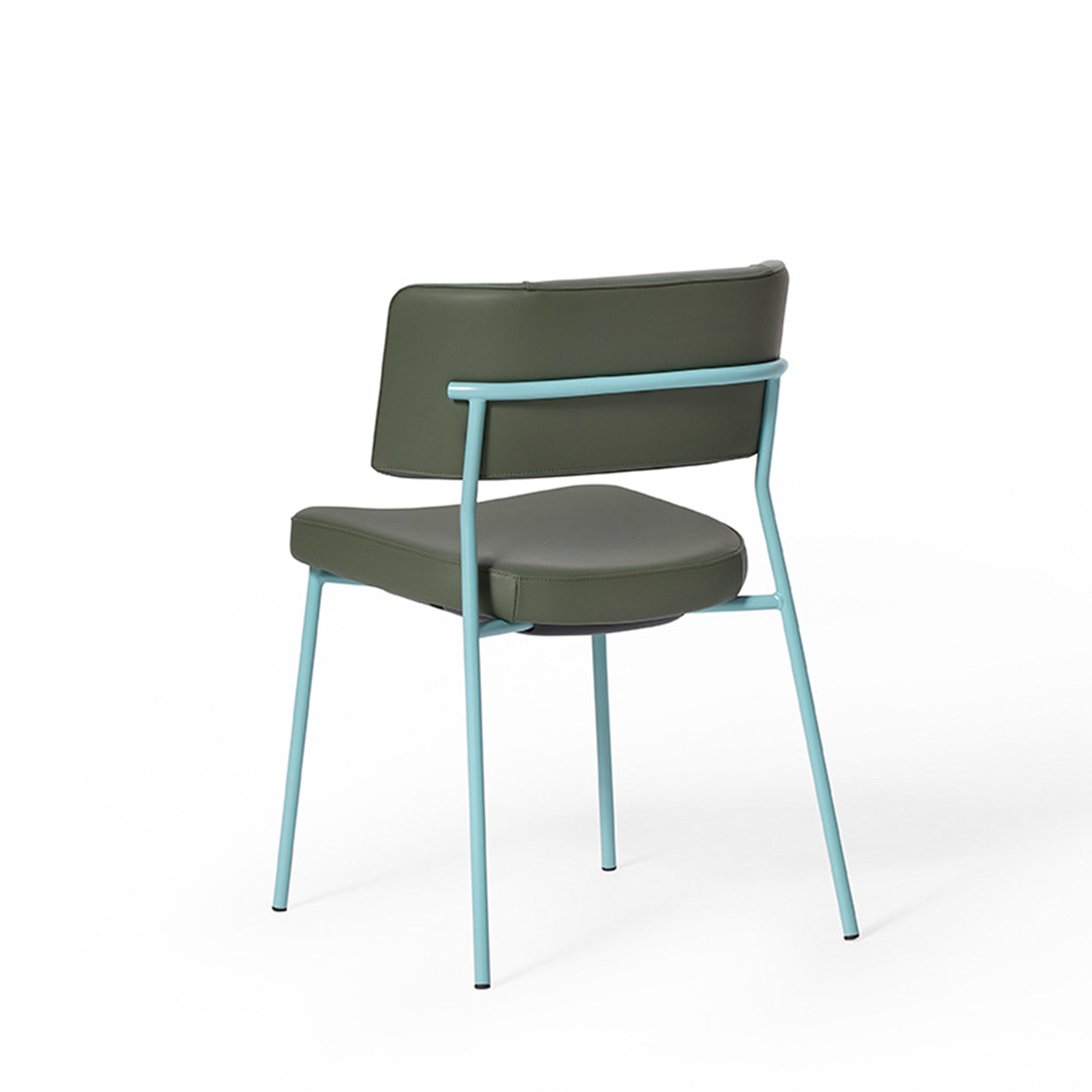 Marlen Met Im Green Leather & Turquoise Metal Chair by EP Studio - Alternative view 2