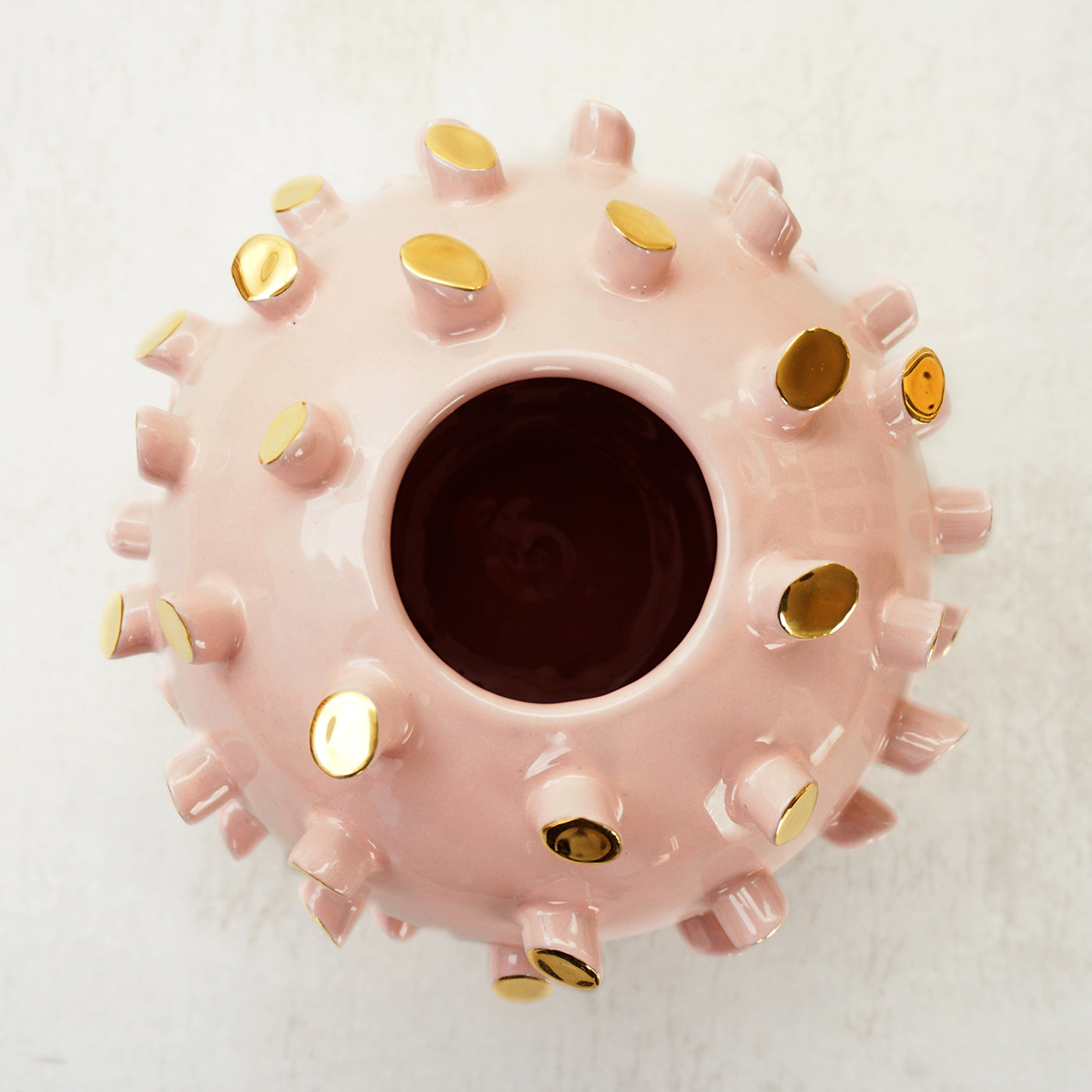 Tronchetti Spherical Golden & Pink Ceramica Vase - Alternative view 2