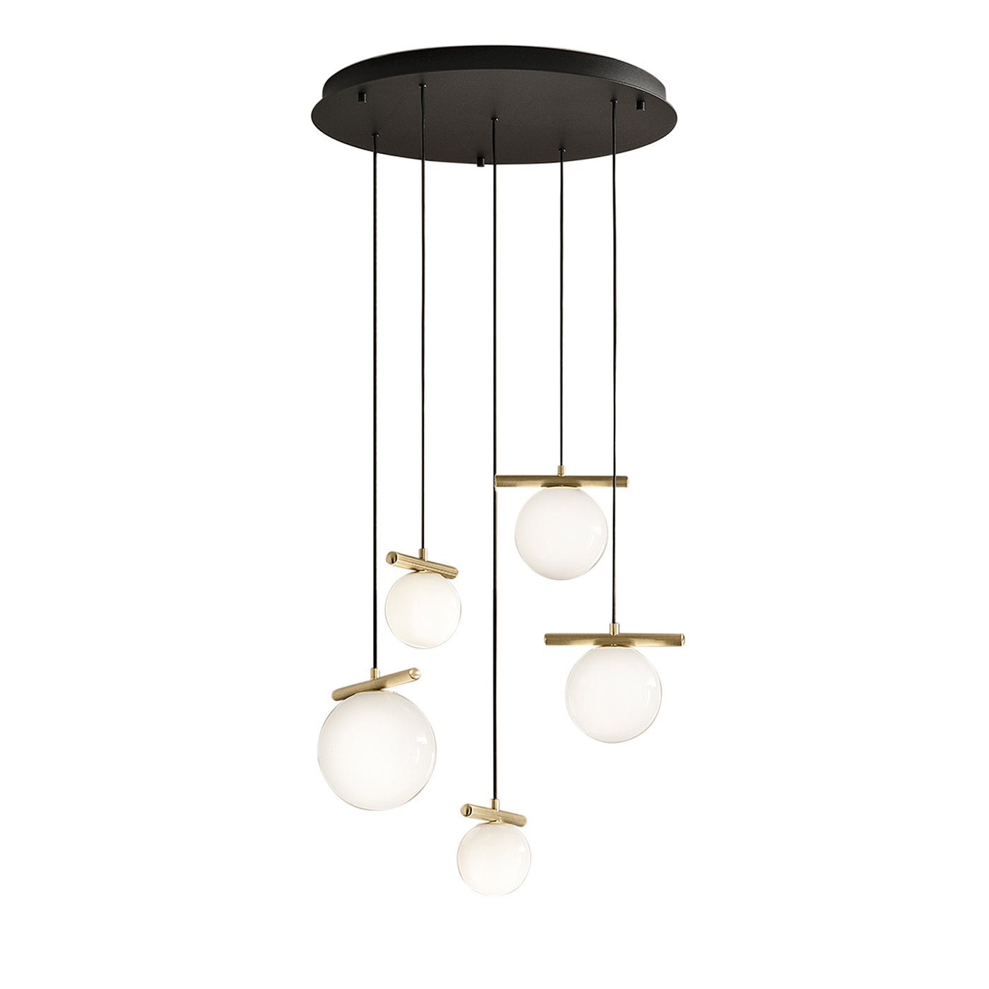 Posy Opaline White Glass And Galvanized Metal Round Chandelier - Main view
